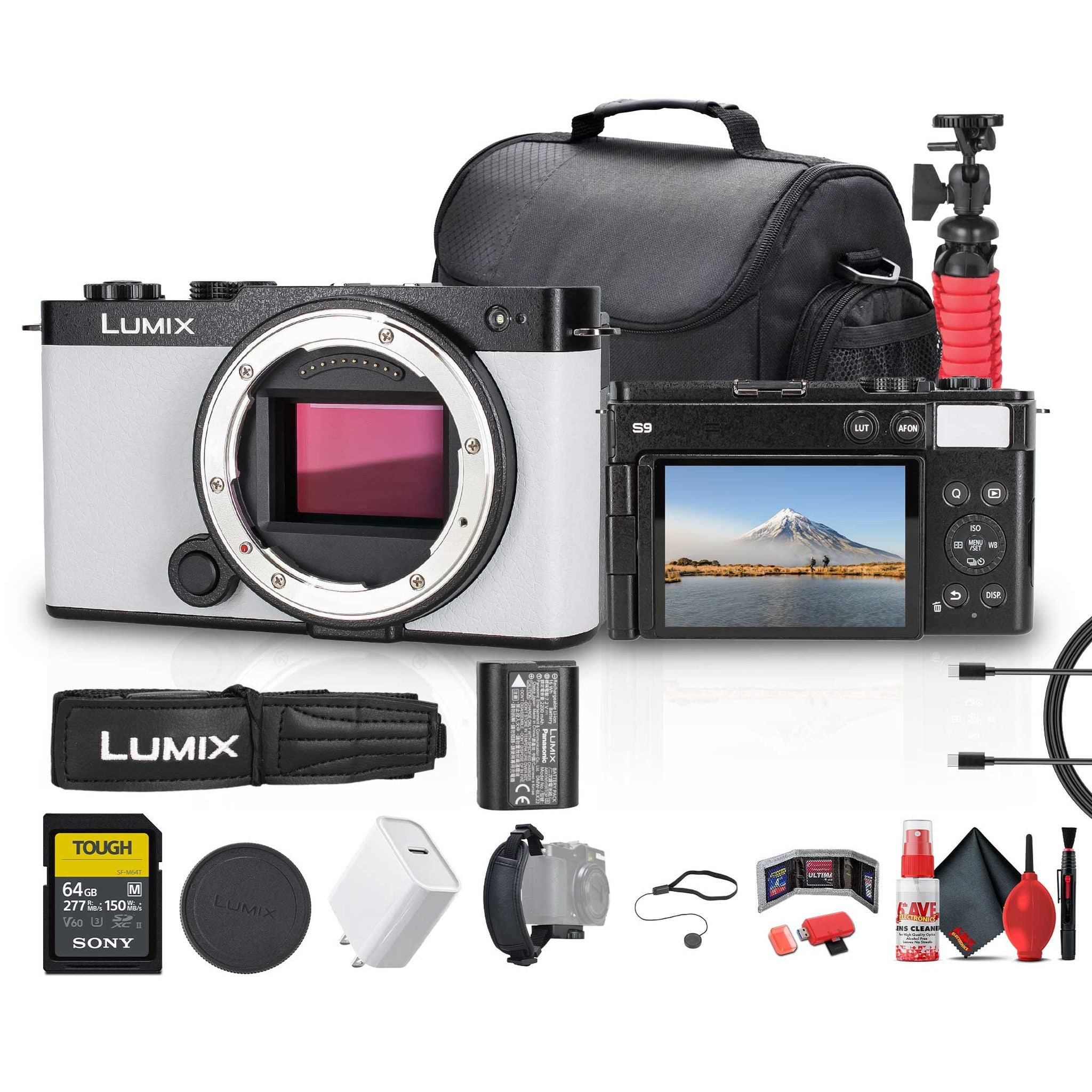Panasonic Lumix S9 Mirrorless Camera White Bundle with Accessories Panasonic