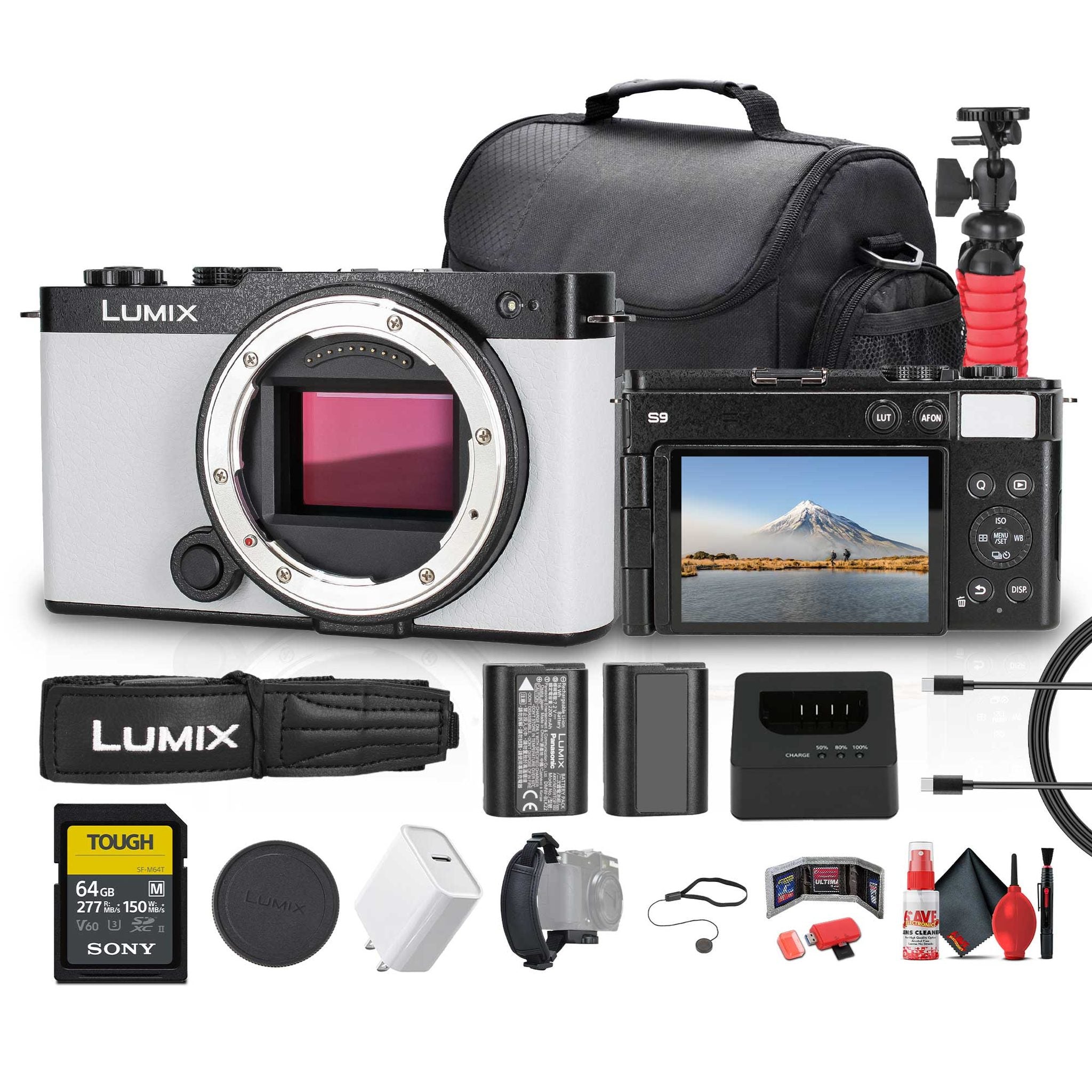 Panasonic Lumix S9 Mirrorless Camera White Bundle with Accessories Panasonic