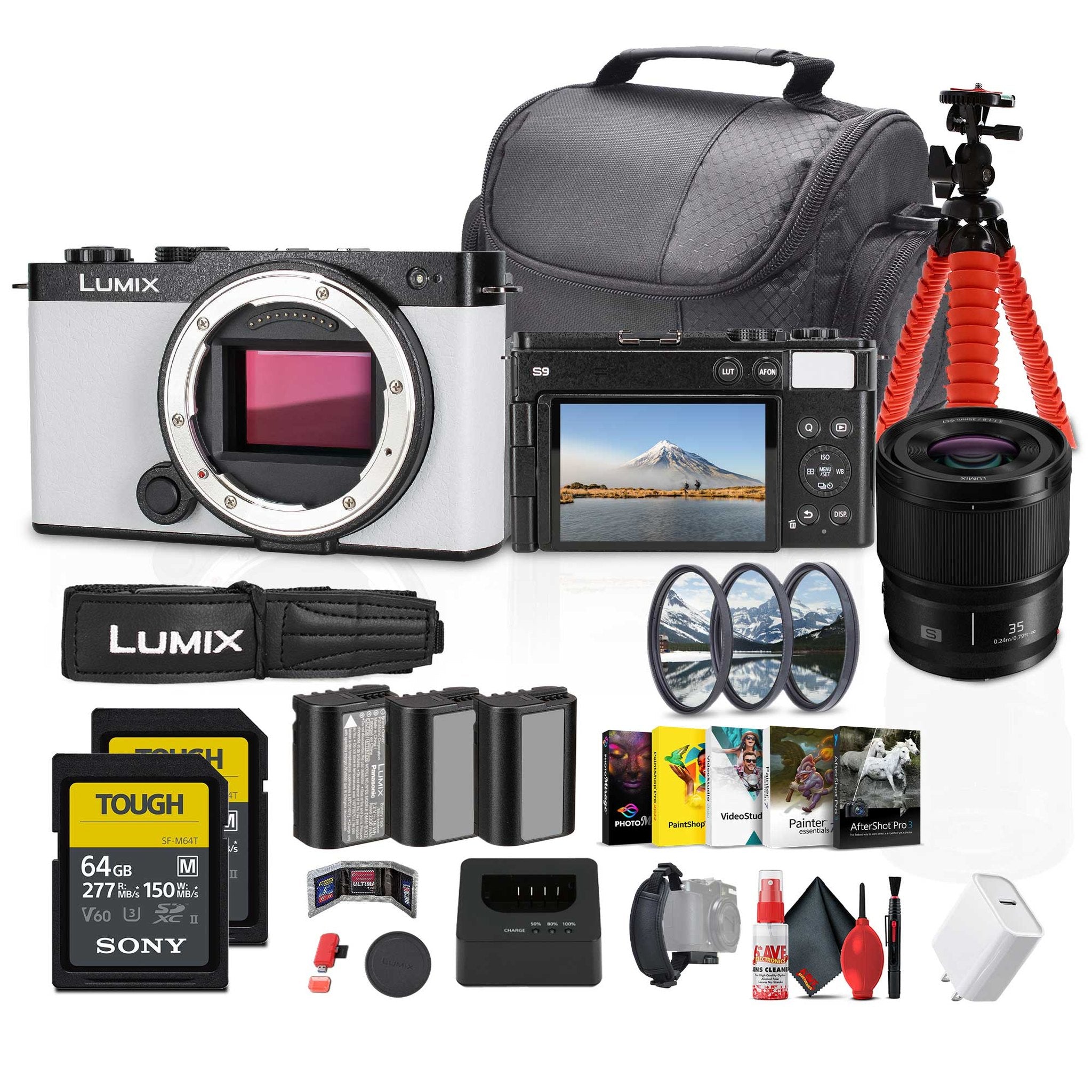Panasonic Lumix S9 Mirrorless Camera White Bundle with Accessories Panasonic