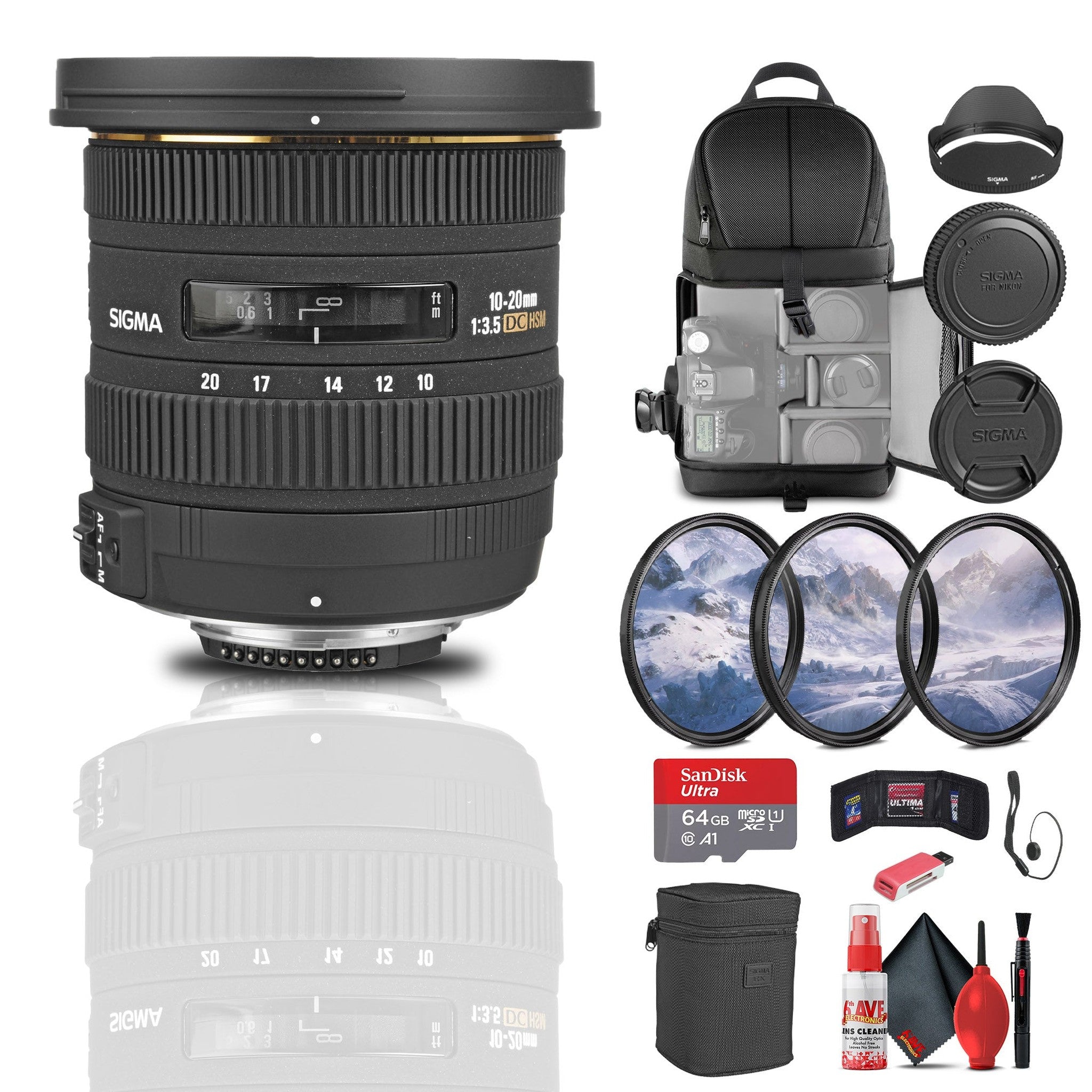 Sigma 10-20mm f/2.5 EX DC HSM Art Lens for Nikon F Bundle Sigma