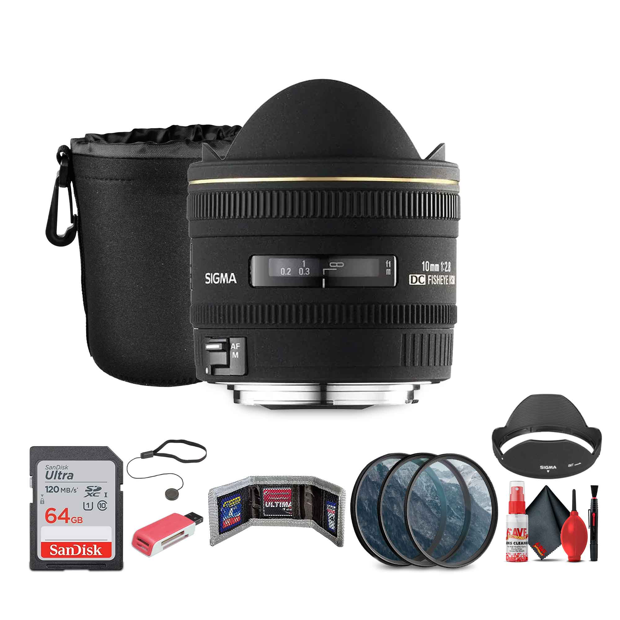 Sigma 10mm f/2.8 EX DC HSM Fisheye Lens for Sigma Digital Camera Bundle