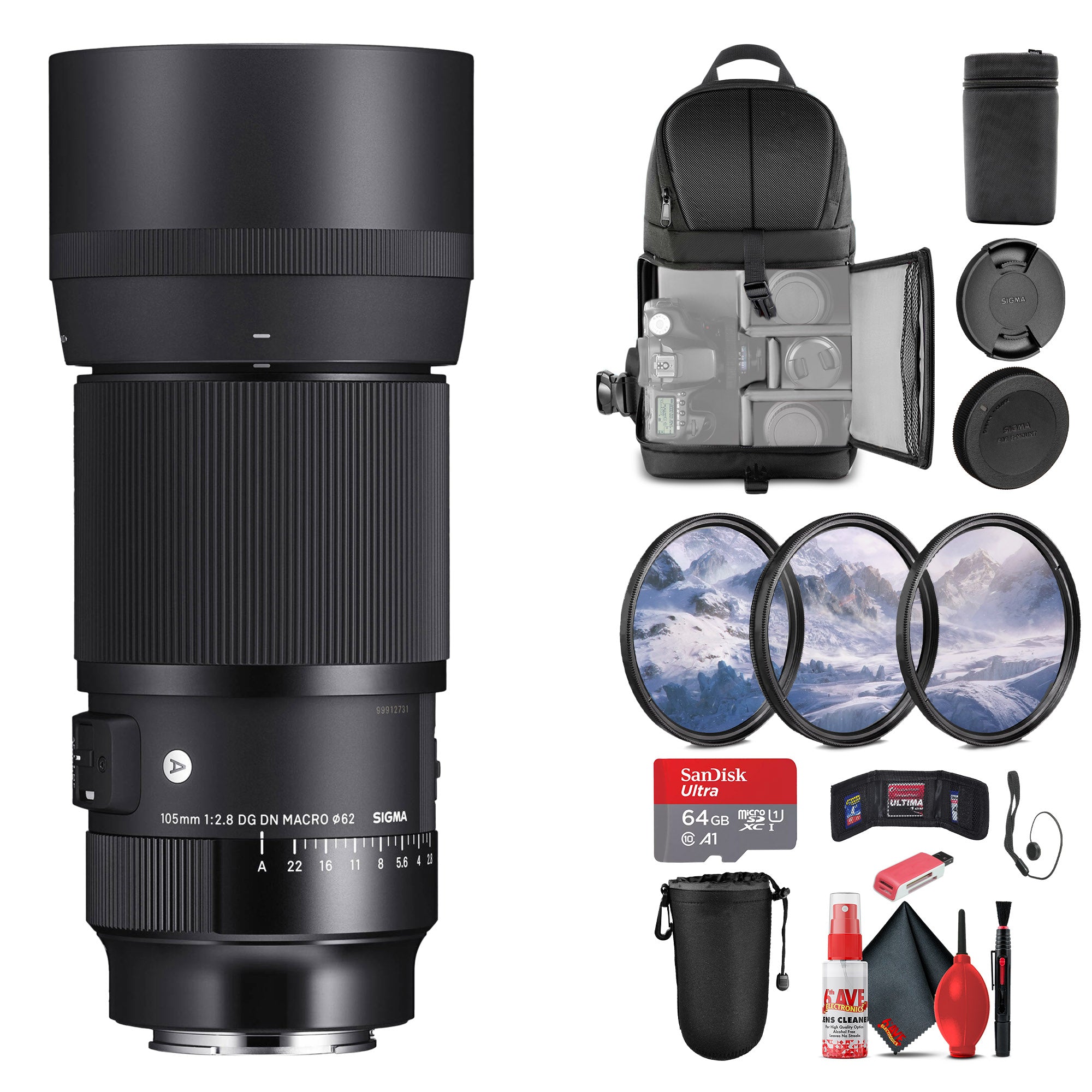 Sigma 105mm f/2.8 DG DN Macro Art Lens for Sony E Bundle