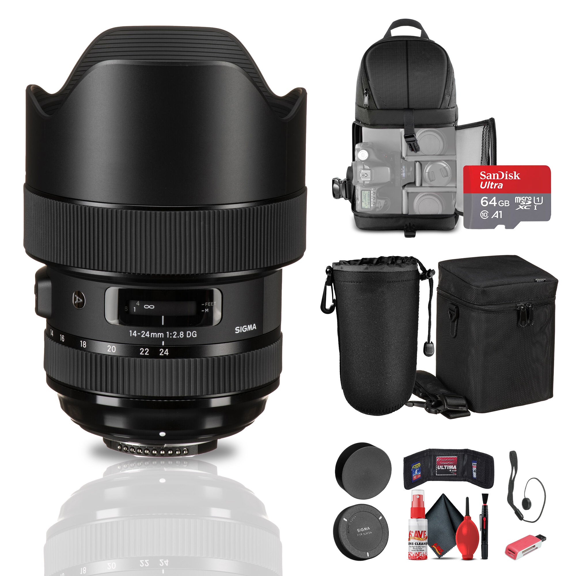 Sigma 14-24mm f/2.8 DG HSM Art Lens for Nikon F Bundle