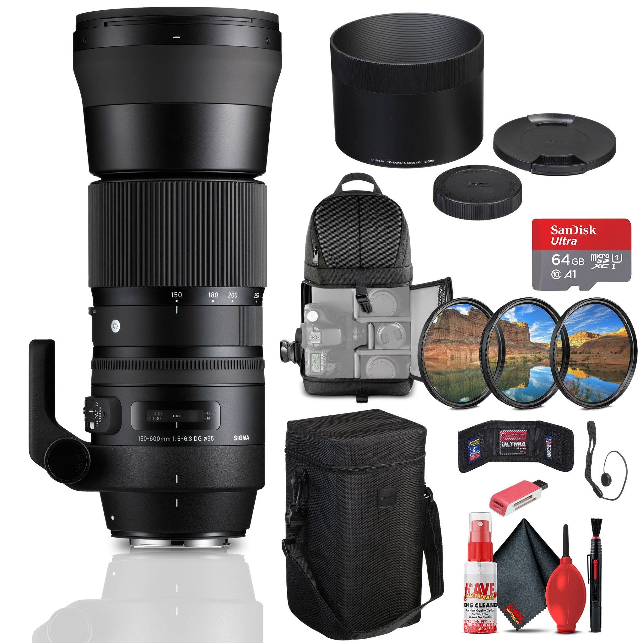 Sigma 150-600mm f/5-6.3 DG OS HSM Contemporary Lens for Canon EF Bundle Sigma