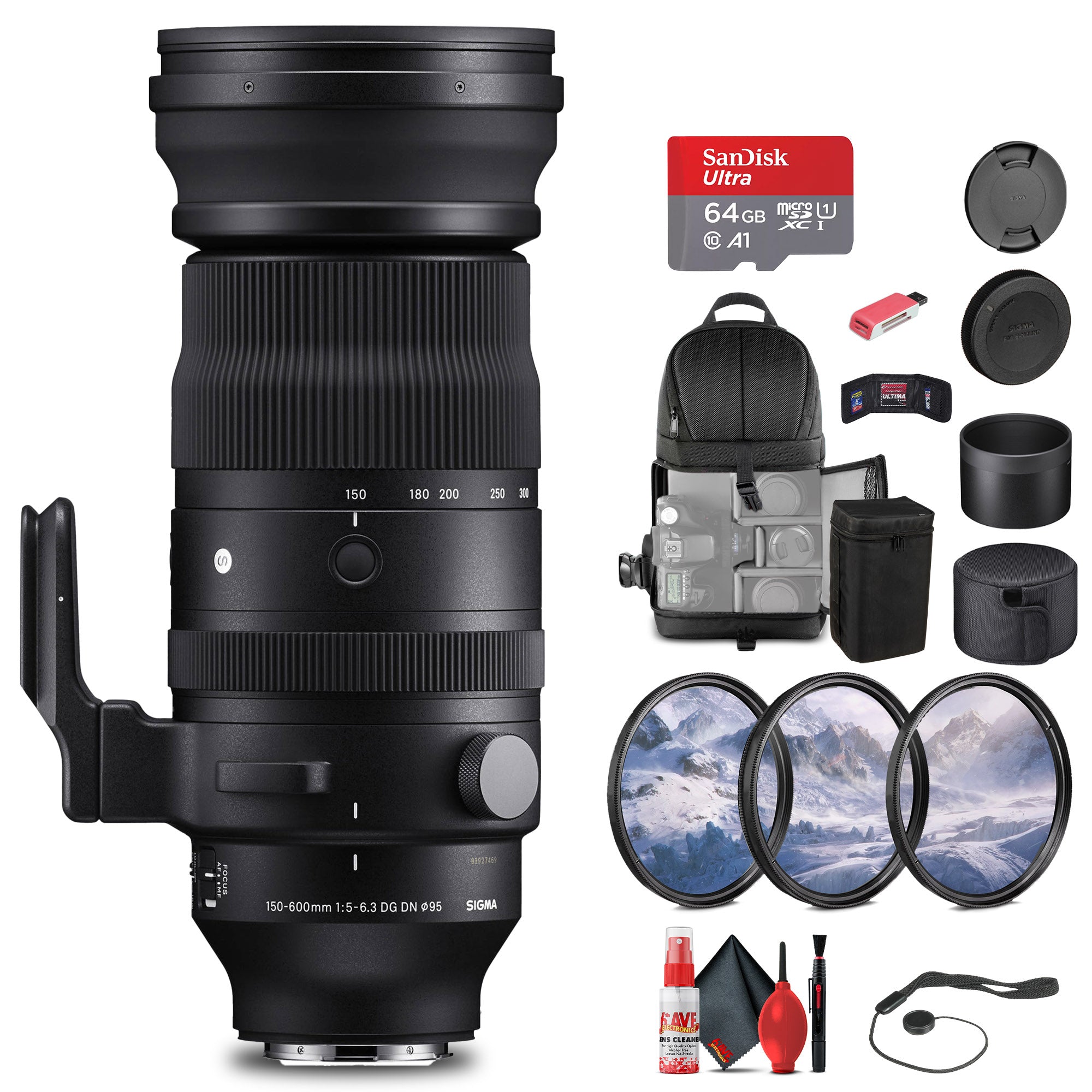 Sigma 150-600mm f/5-6.3 DG DN OS Sports Lens for Sony E Bundle