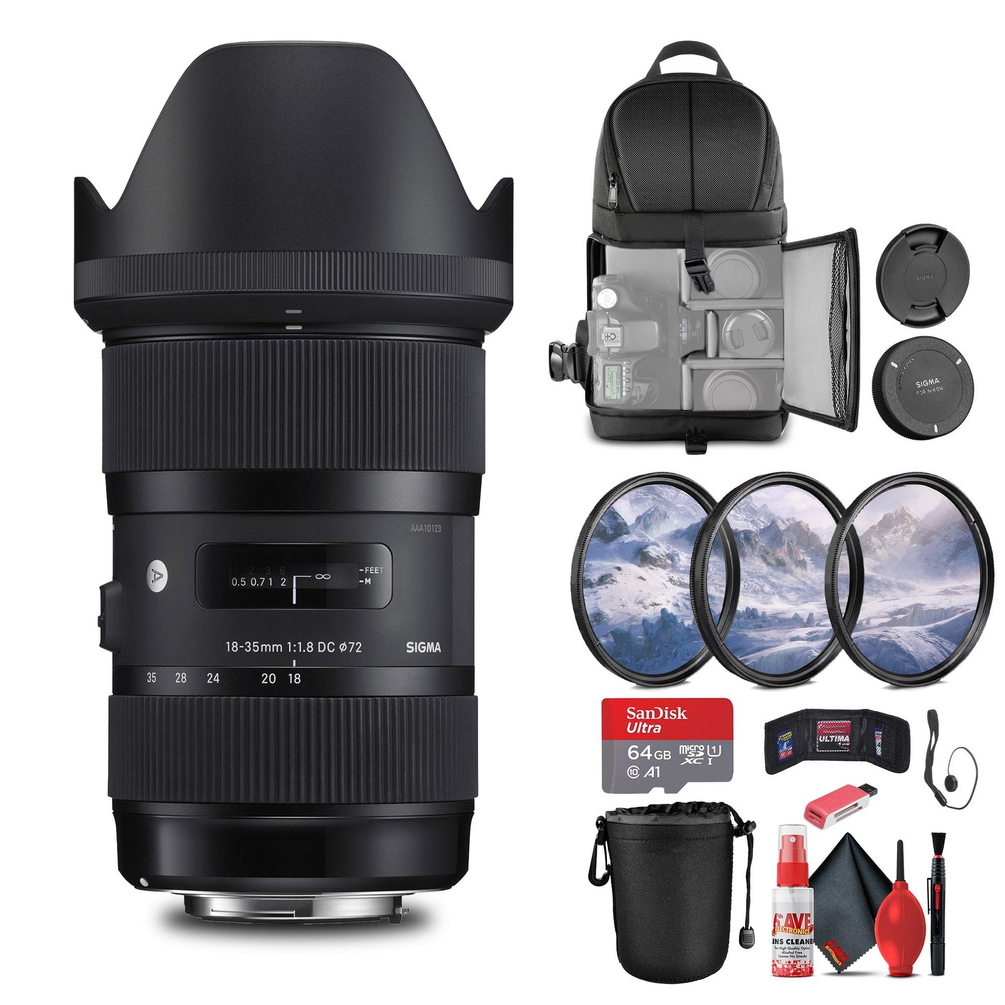 Sigma 18-35mm f/1.8 DC HSM Art Lens for Nikon Bundle Sigma