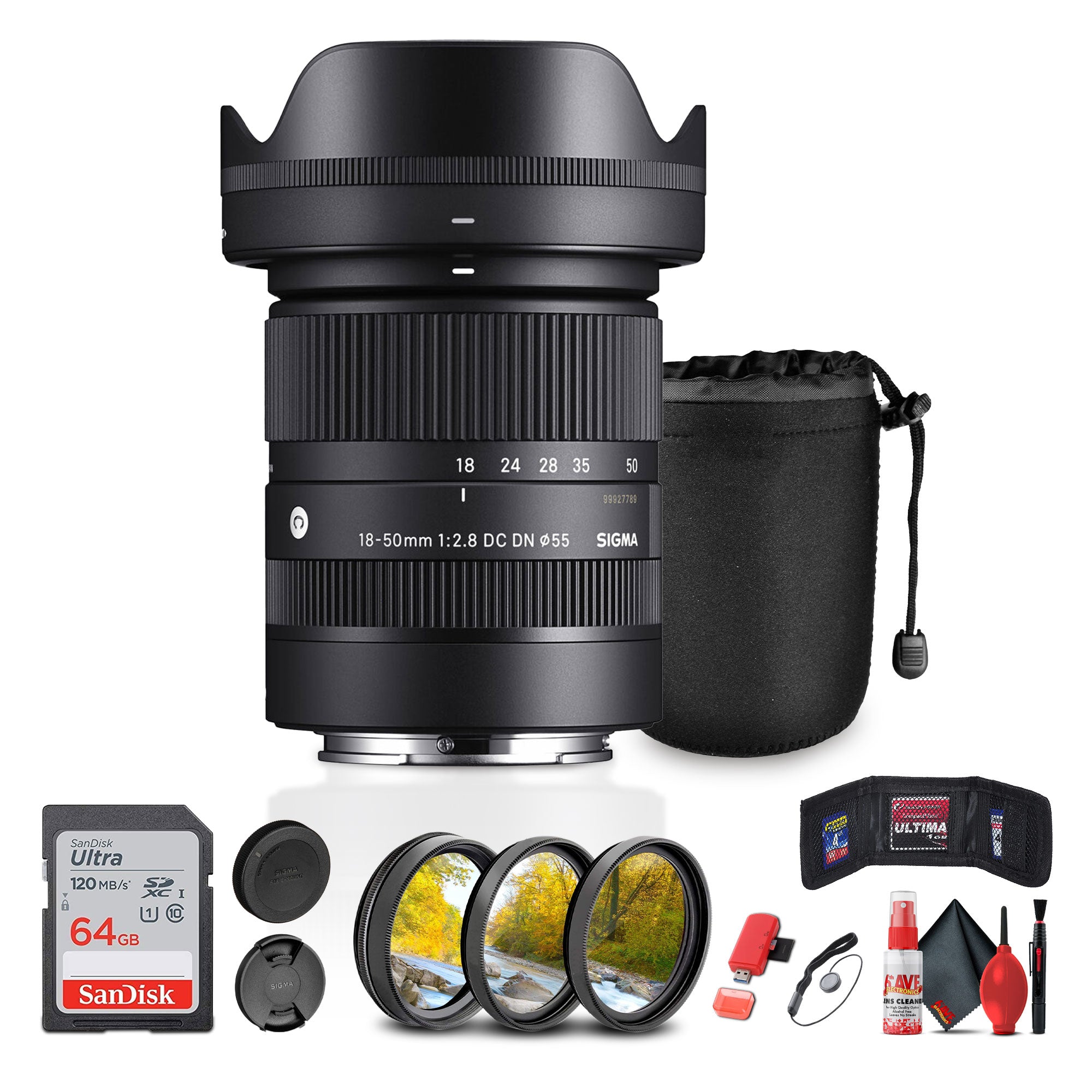 Sigma 18-50mm f/2.8 DC DN Contemporary Lens for Sony E Bundle