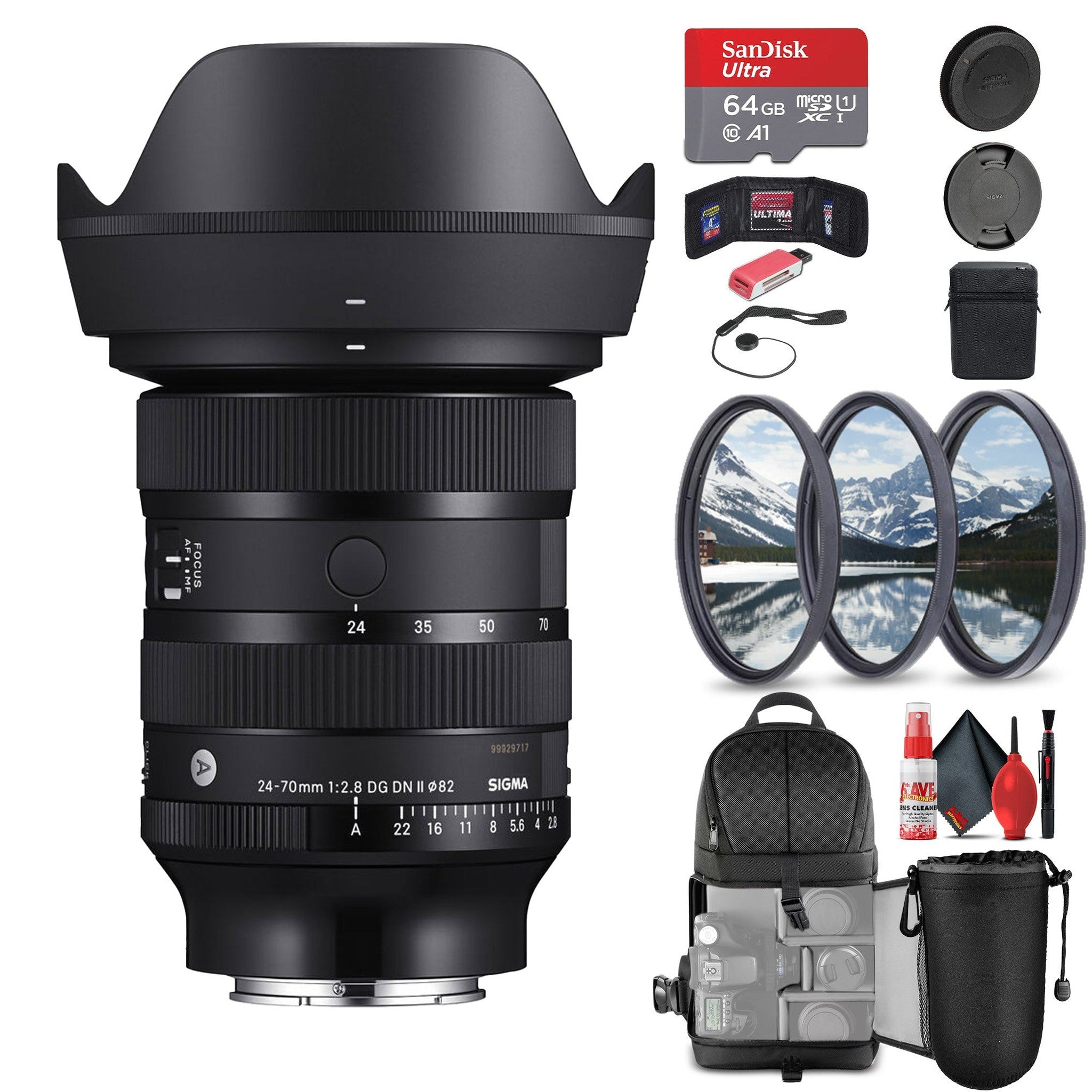 Sigma 24-70mm f/2.8 DG DN II Art Lens for Sony E Bundle with Accessories Sigma