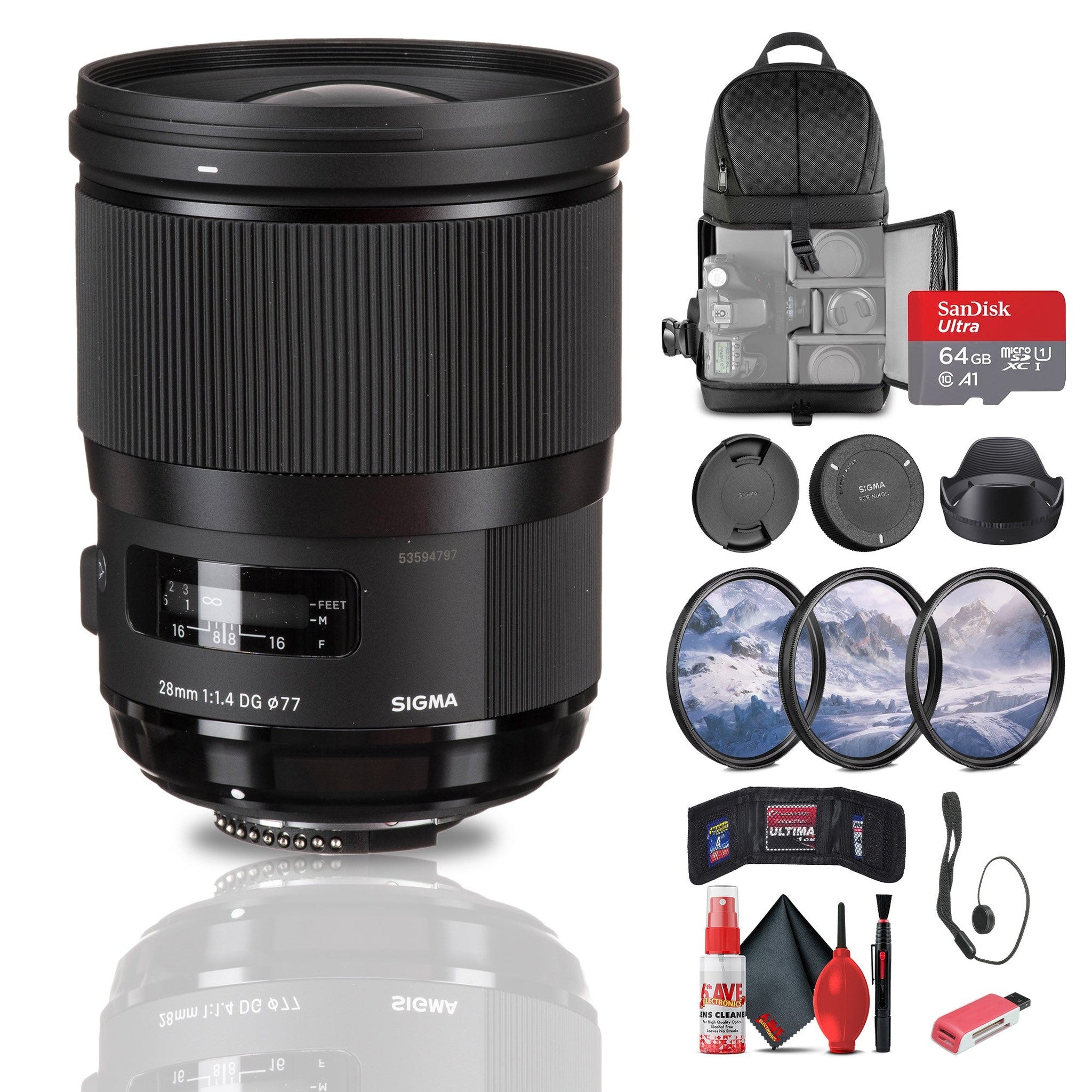 Sigma 28mm f/1.4 DG HSM Art Lens for Nikon F Bundle Sigma