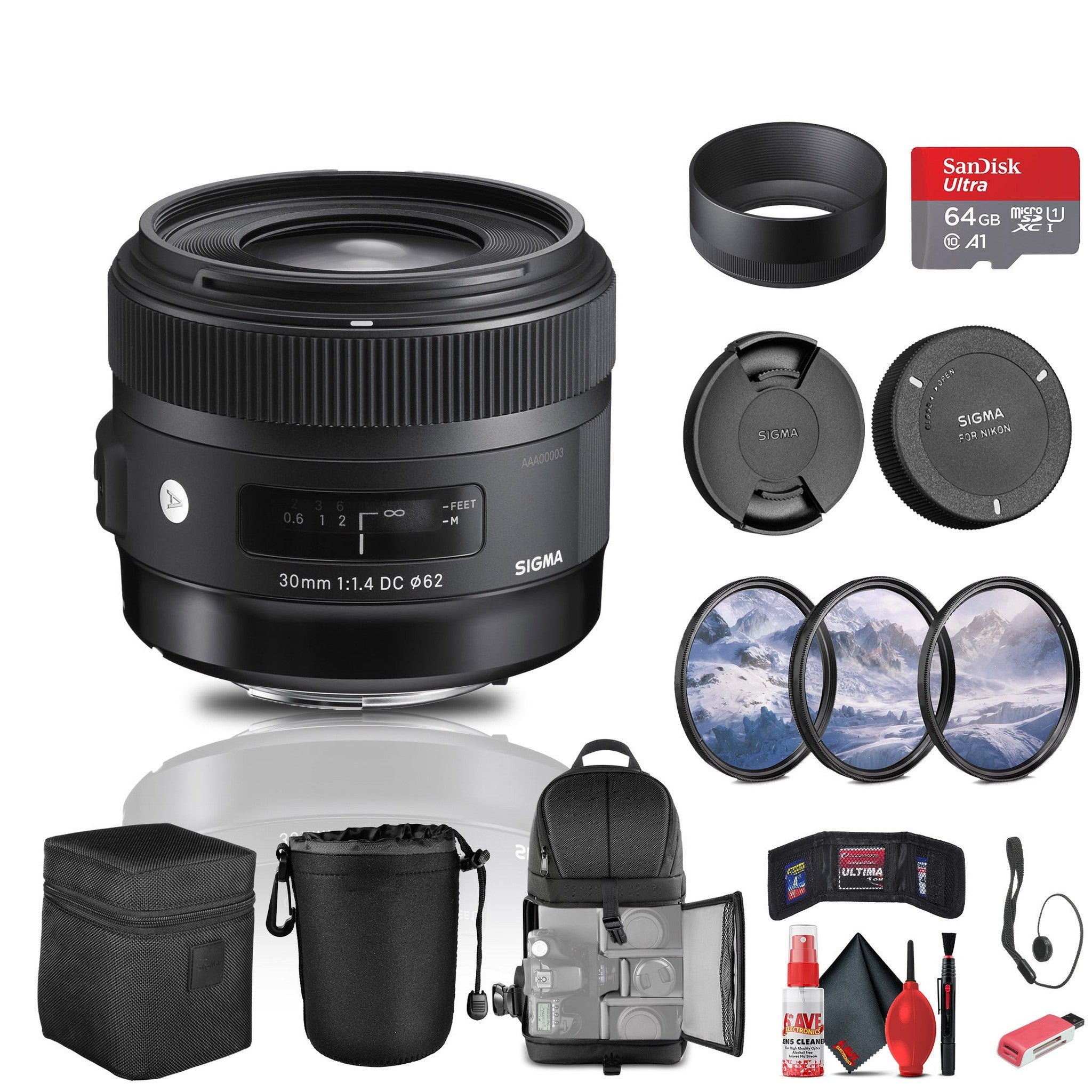 Sigma 30mm f/1.4 DC HSM Art Lens for Nikon Bundle Sigma