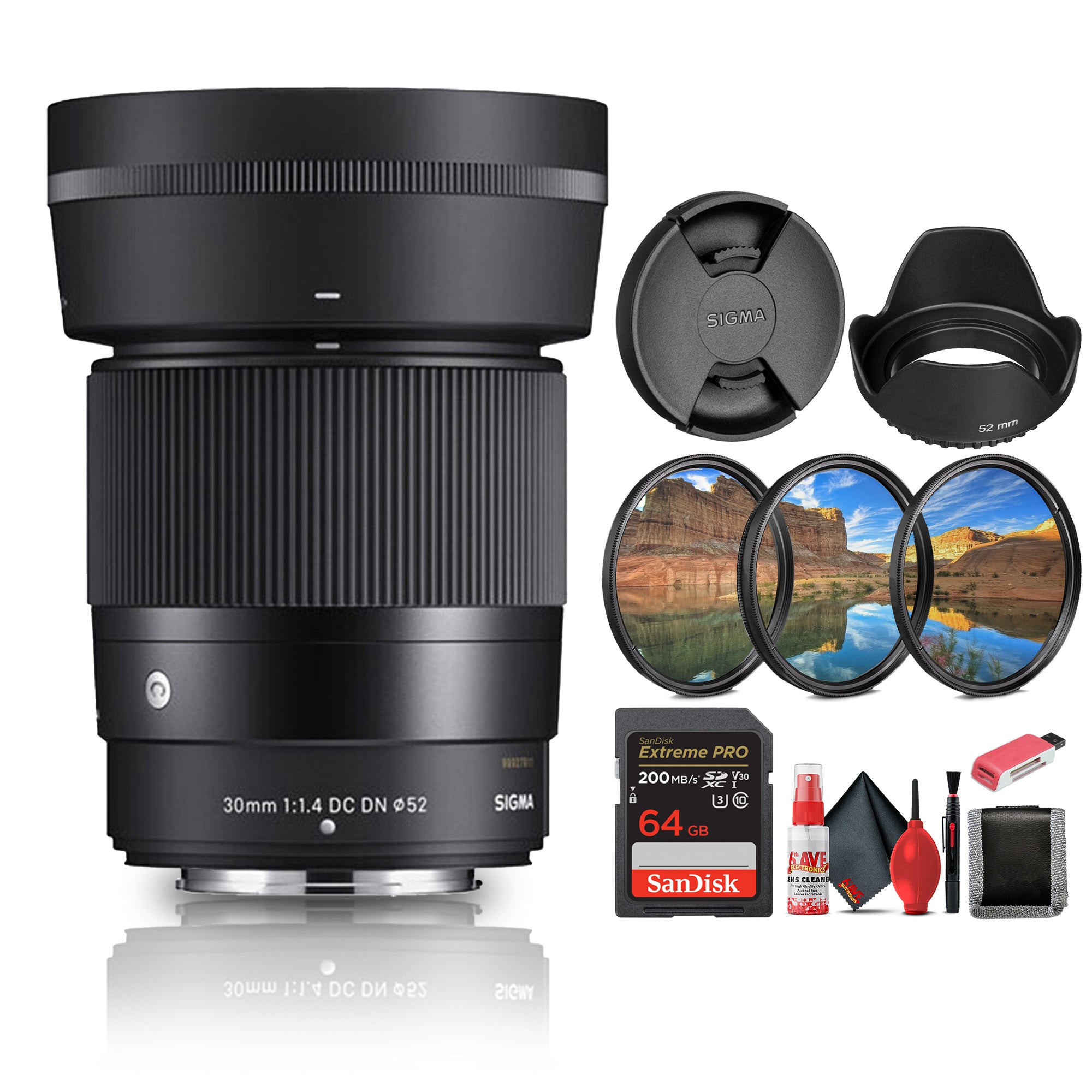Sigma 30mm f/1.4 DC DN Contemporary Lens for Nikon Bundle