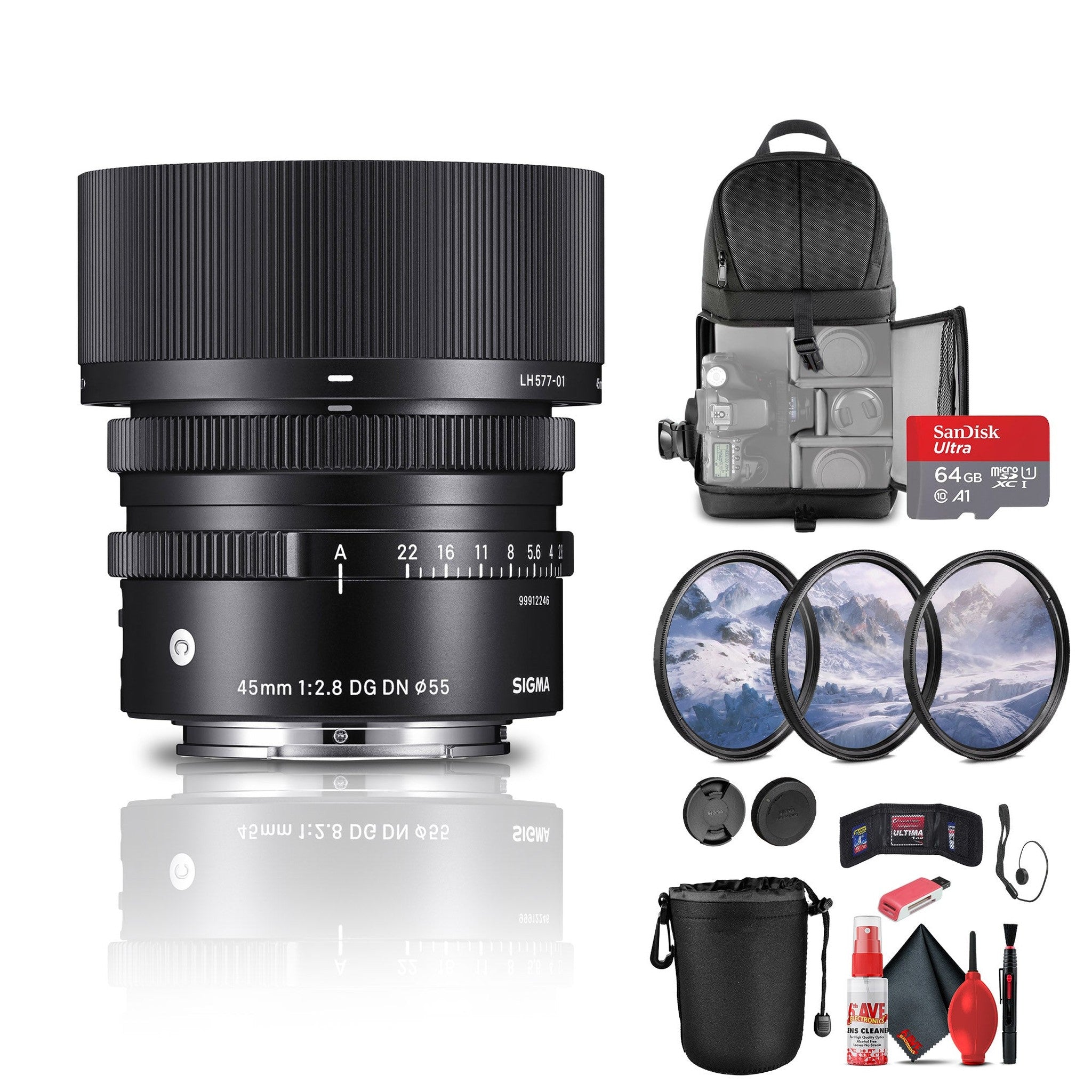 Sigma 45mm f/2.8 DG DN Contemporary Lens for Sony E Bundle Sigma