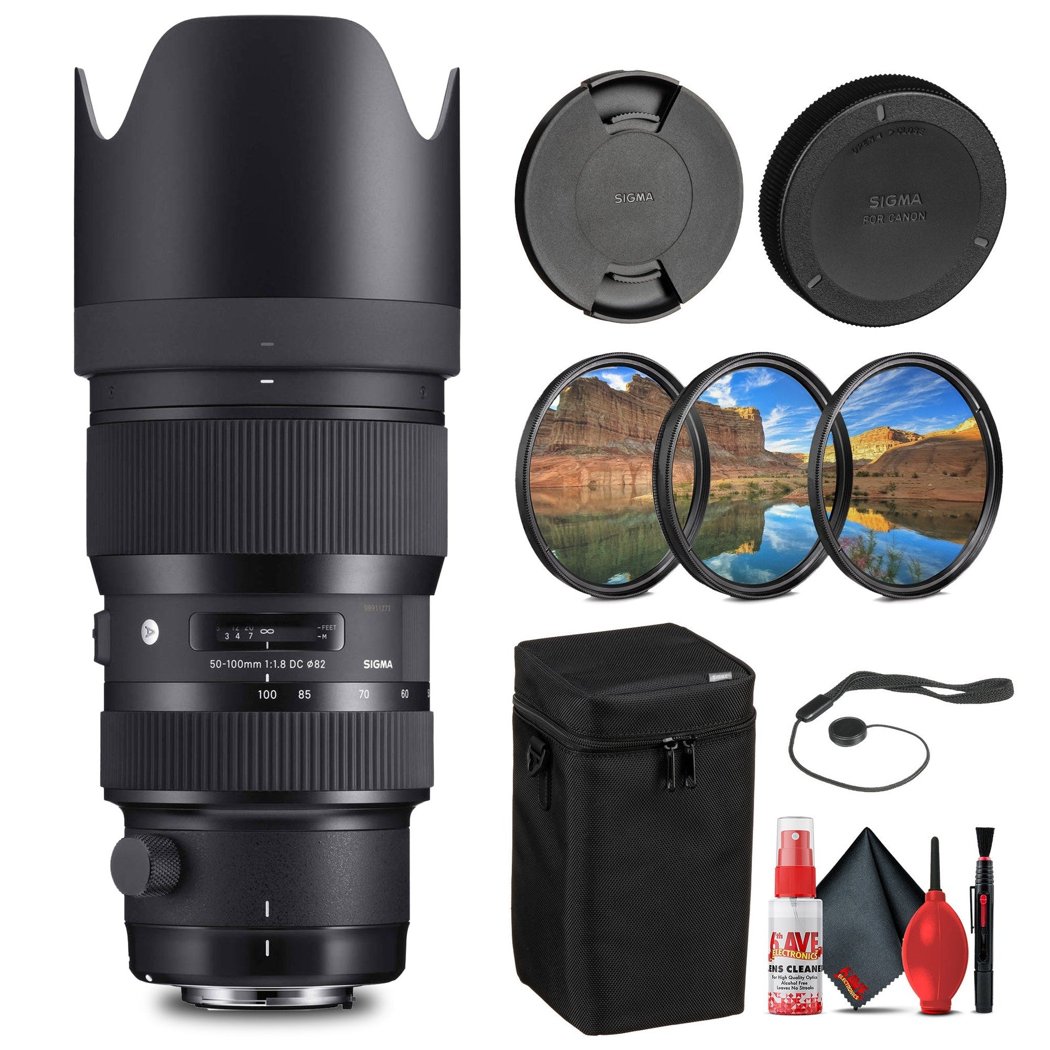 Sigma 50-100mm f/1.8 DC HSM Art Lens for Canon EF Bundle