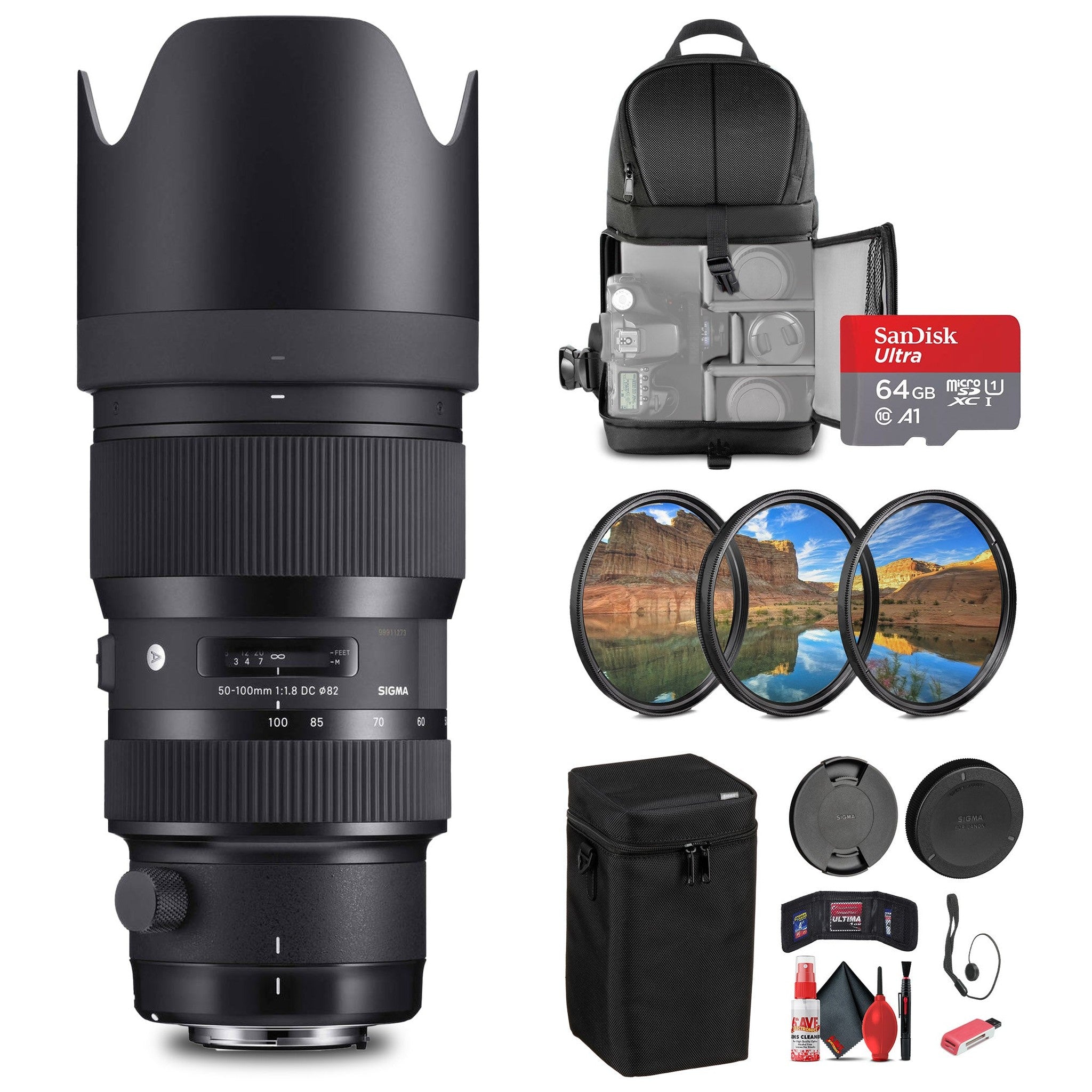 Sigma 50-100mm f/1.8 DC HSM Art Lens for Canon EF Bundle