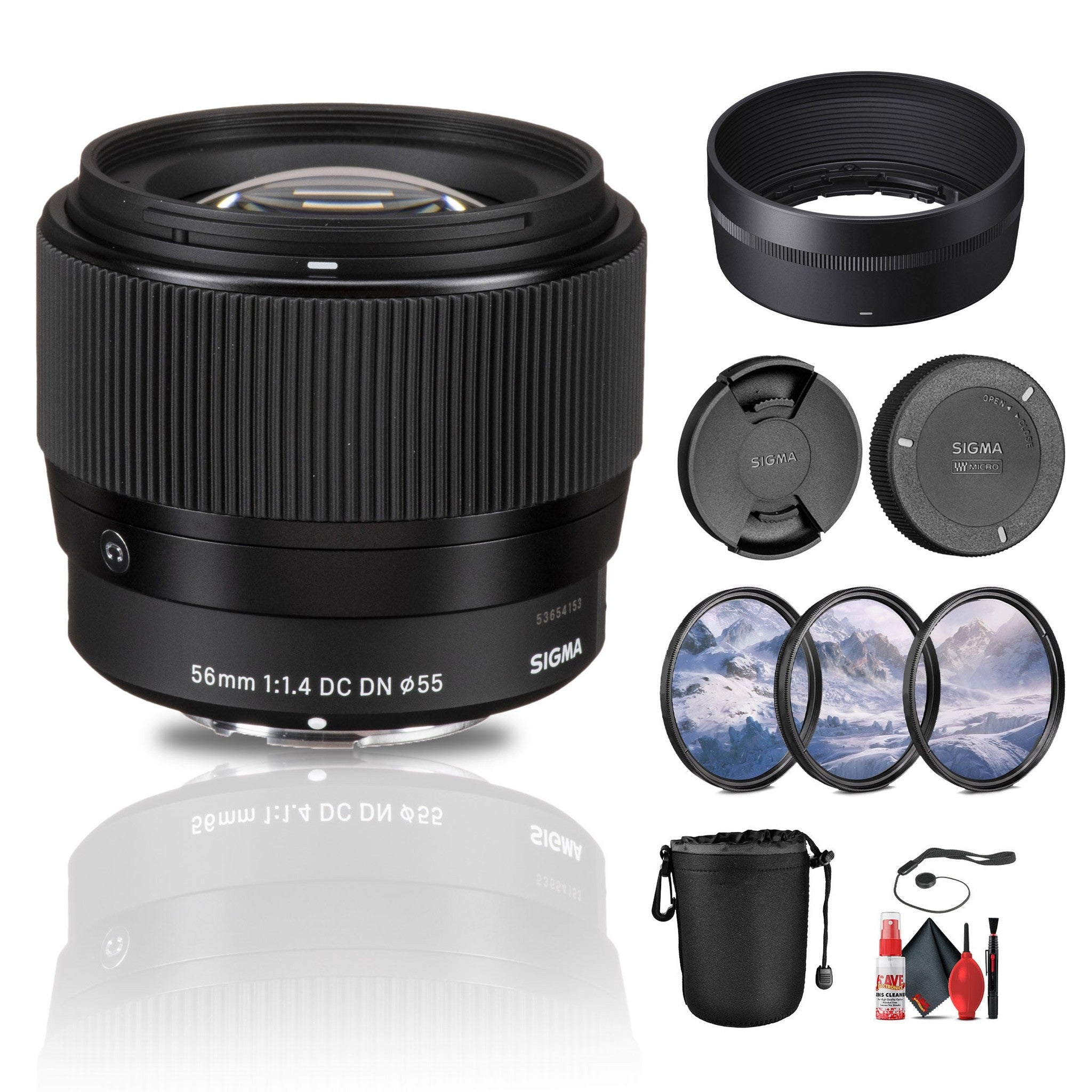 Sigma 56mm f/1.4 DC DN Contemporary Lens Four Thirds Mount Camera Bundle Sigma