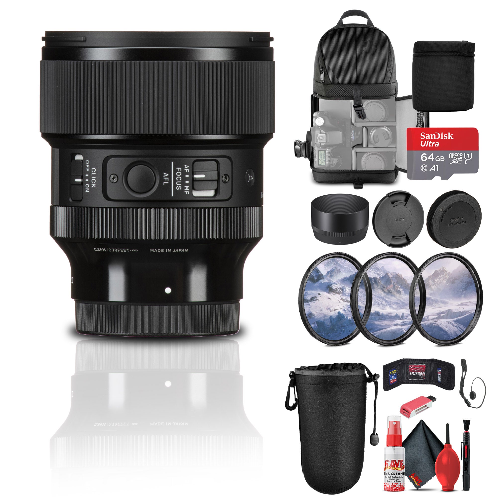 Sigma 85mm f/1.4 DG DN Art Lens for Sony E Bundle