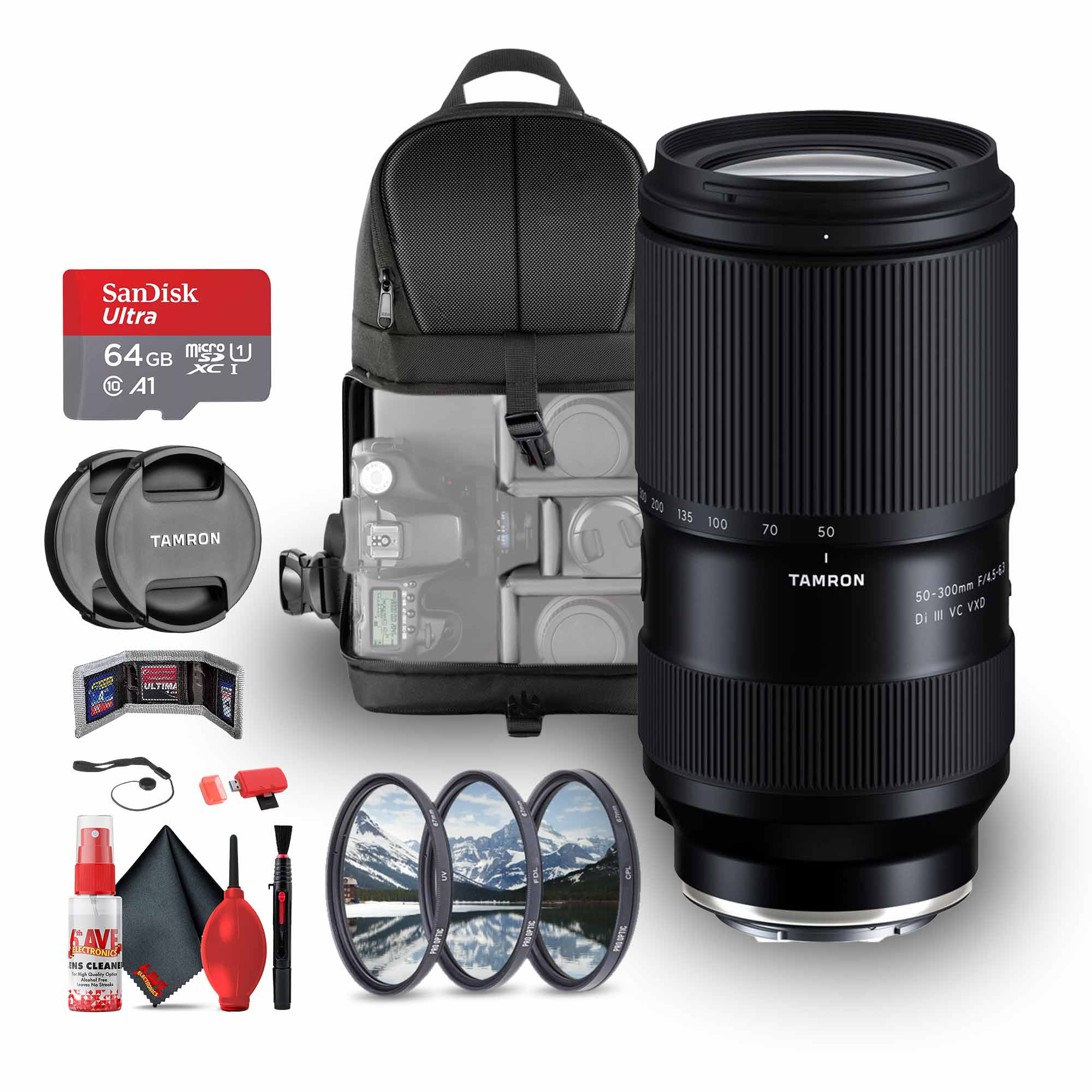 Tamron 50-300mm f/4.5-6.3 Di III VC VXD Lens for Sony E Bundle with Accessories