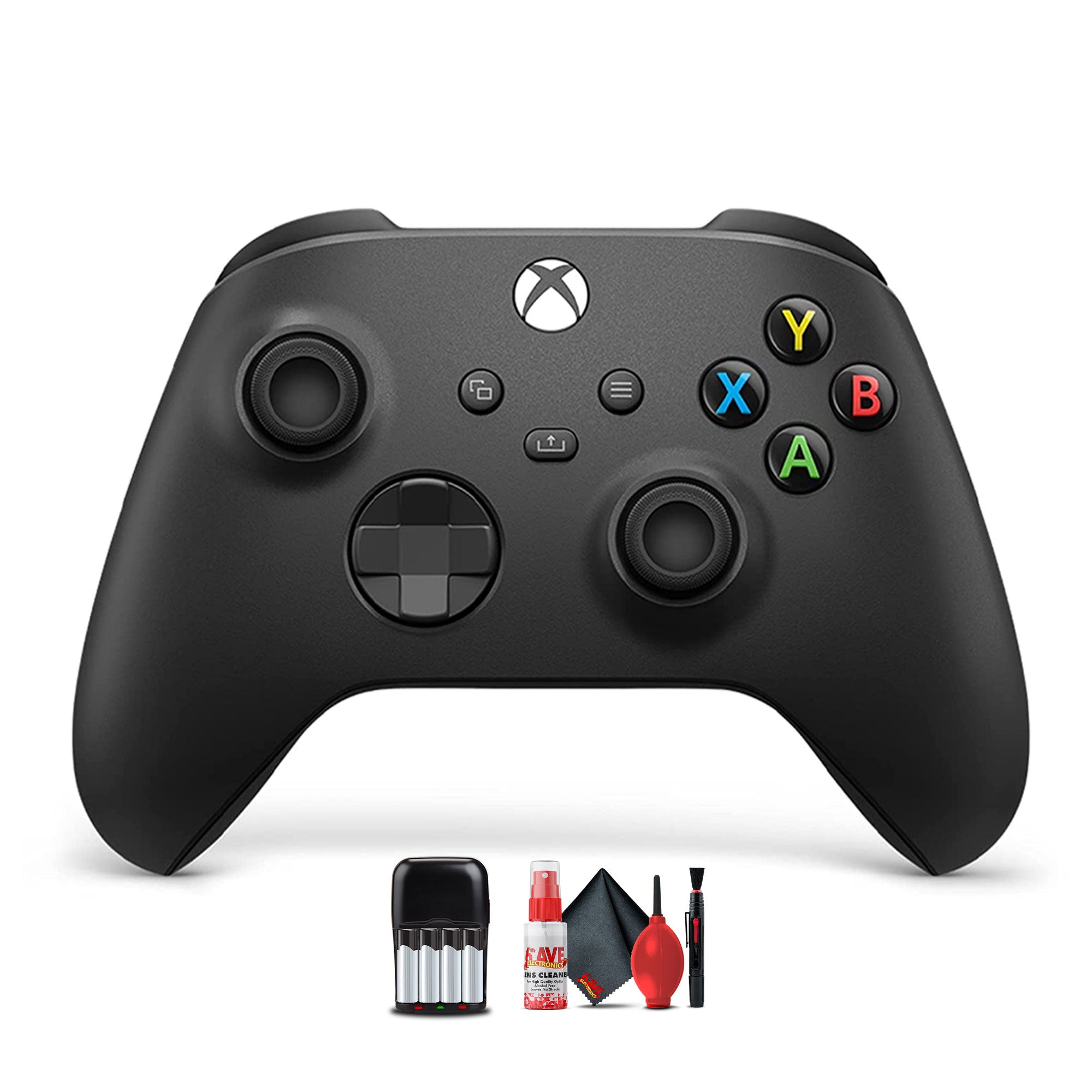 Microsoft Xbox Black Controller Bundle with Rechargeable Batteries, Cleaning Kit