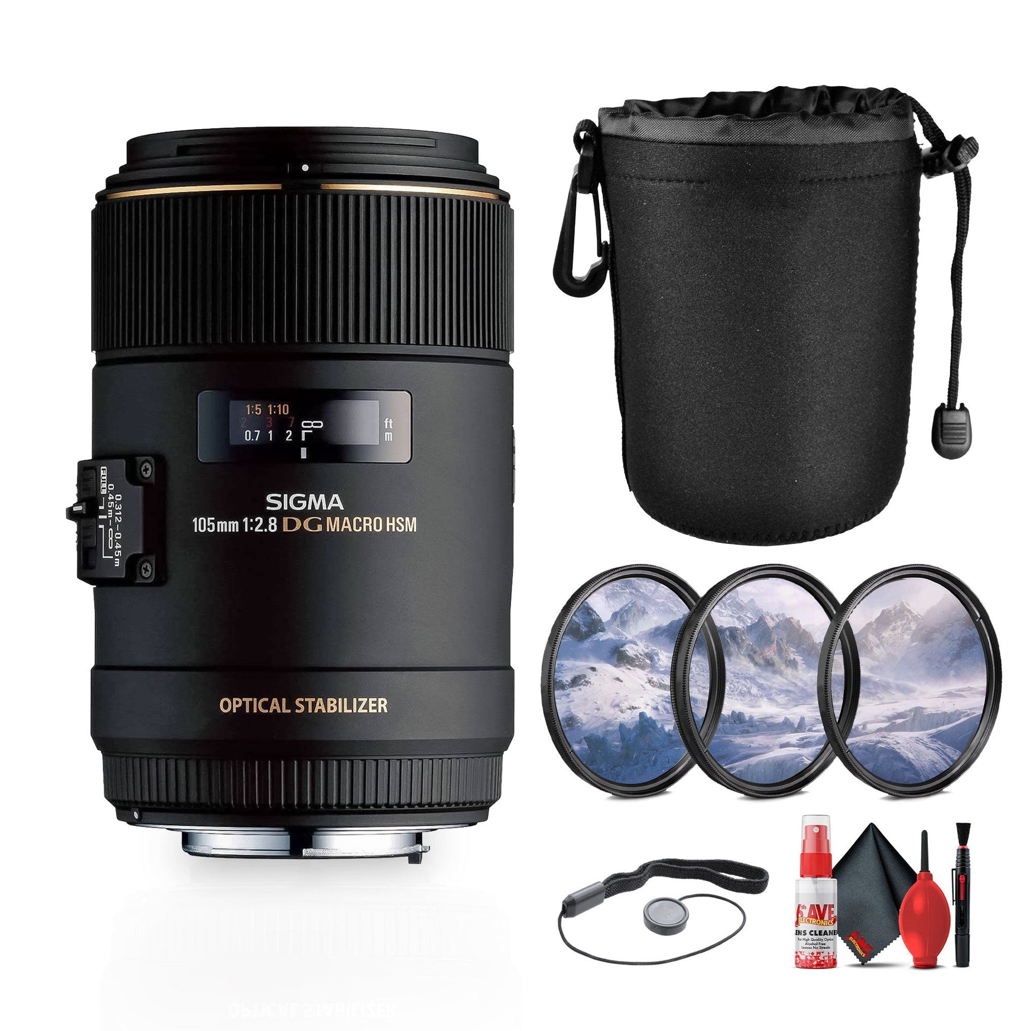 Sigma 105mm f/2.8 EX DG OS HSM Macro Lens for Canon Bundle Sigma