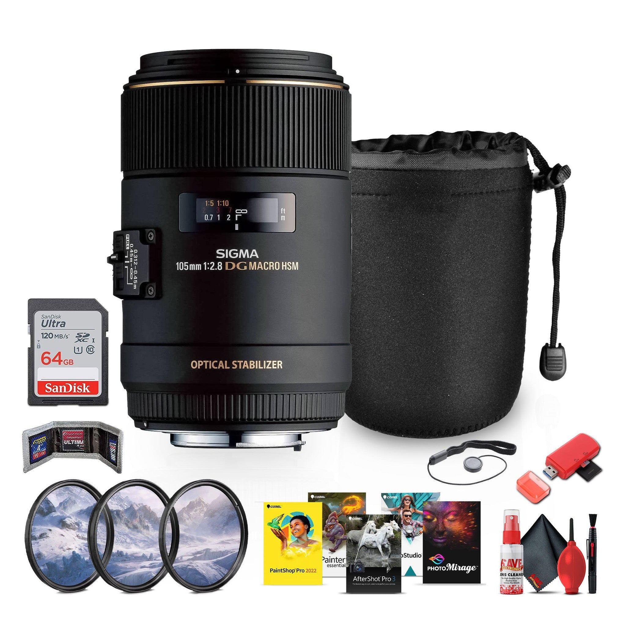 Sigma 105mm f/2.8 EX DG OS HSM Macro Lens for Canon Bundle Sigma