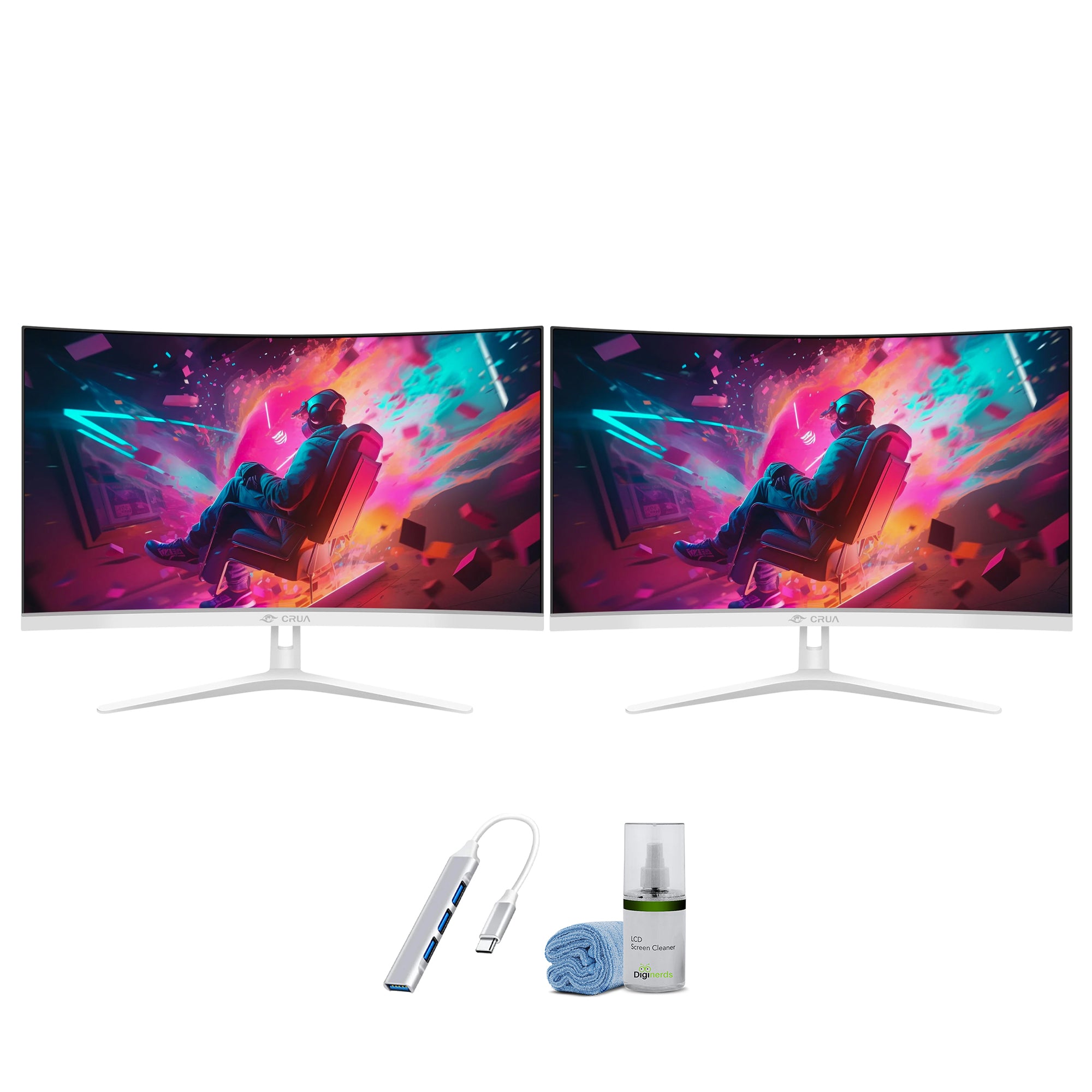 Crua 27 inch 100HZ Monitor White 2 pack