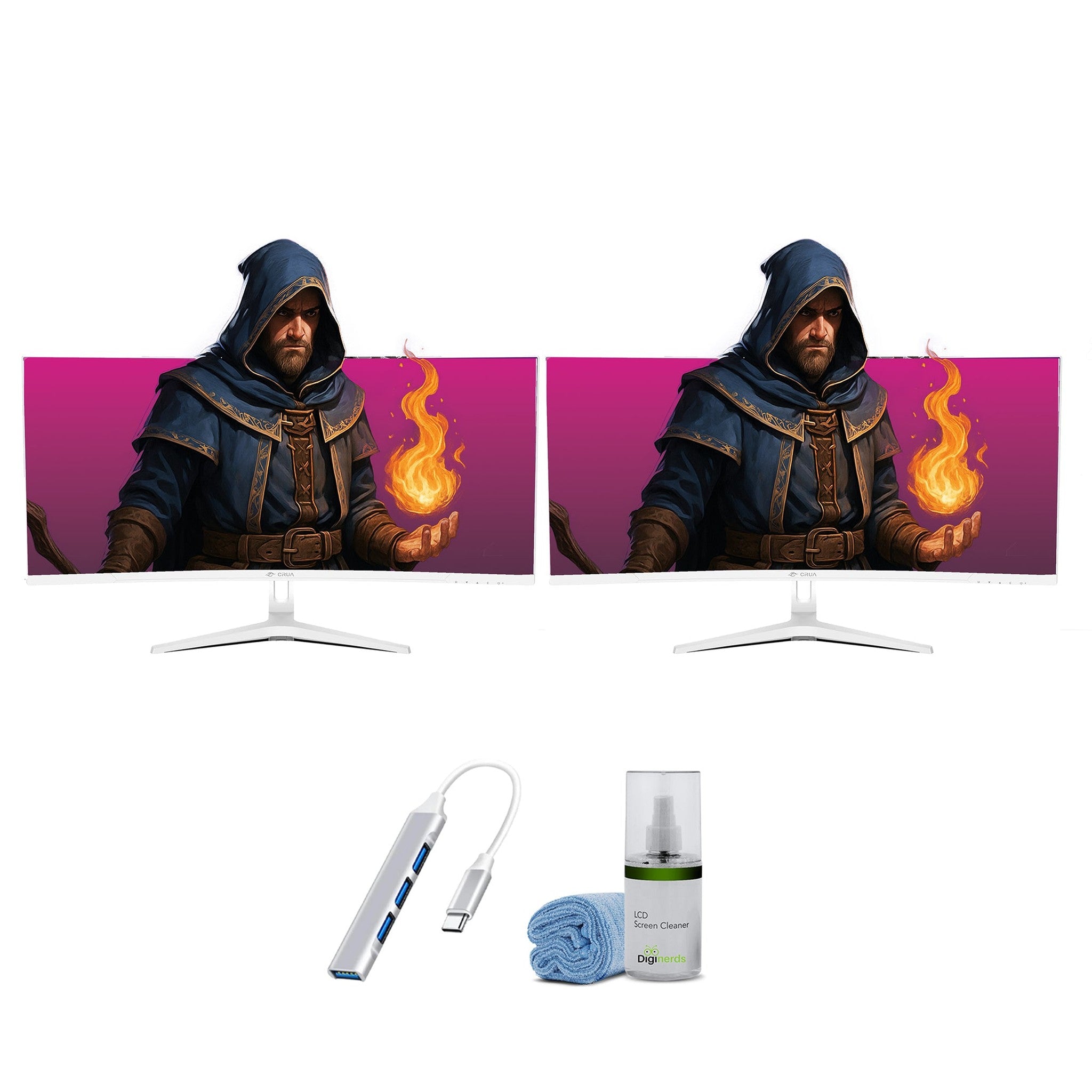 Crua 34 inch 144HZ Monitor White 2 pack