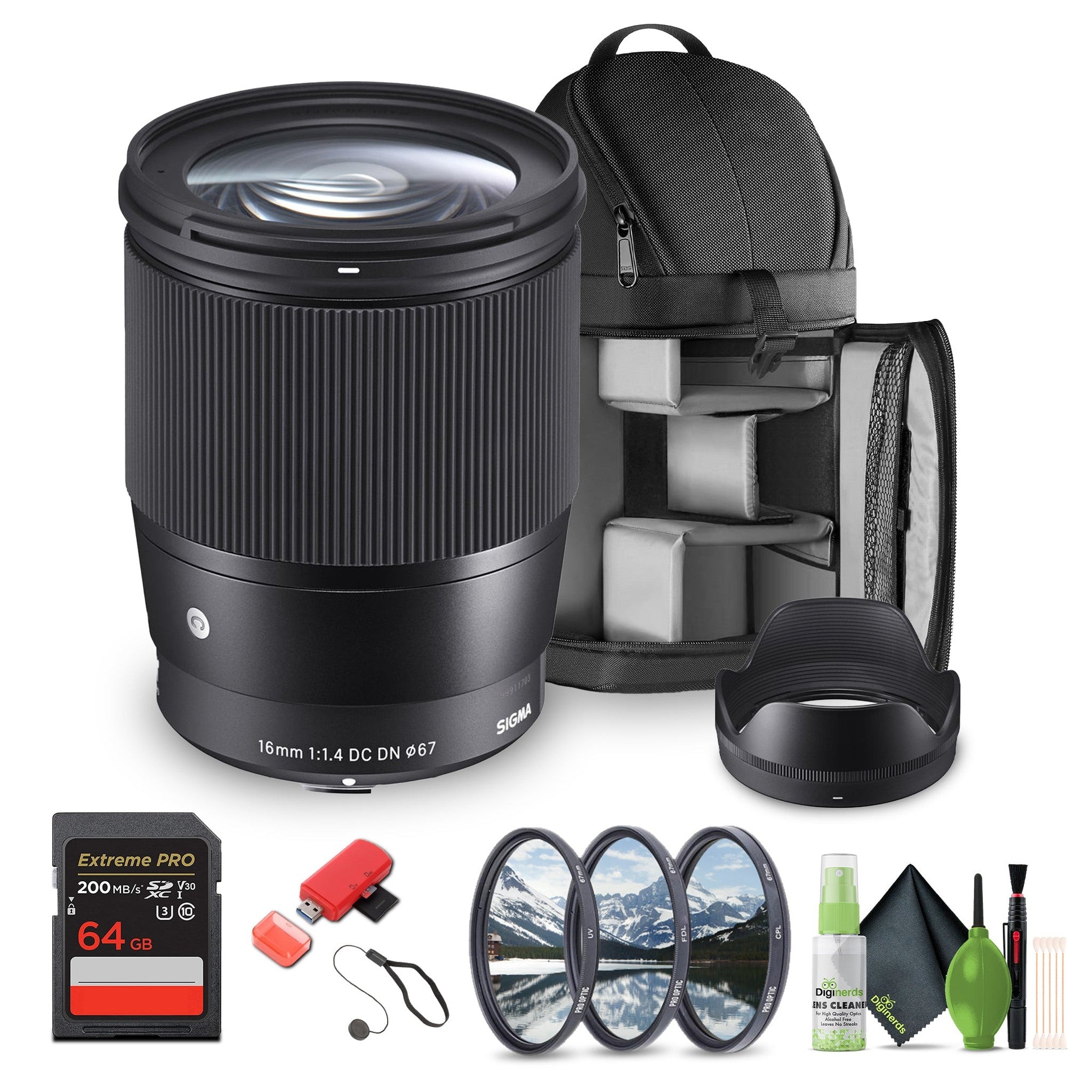 Sigma 16mm f/1.4 DC DN Contemporary Sony E Mount Bundle 1