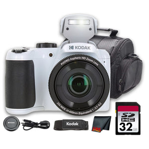 Kodak PIXPRO AZ255 Digital Camera White AZ255WH + 32GB Card + Bag + Cloth
