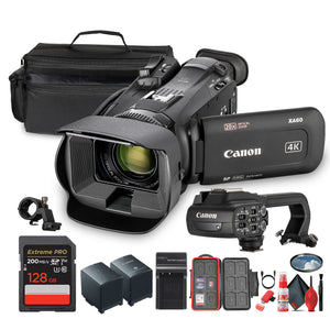 Canon XA60 PAL Professional UHD 4K Camcorder + 128GB SDXC Memory Card + More Bundle