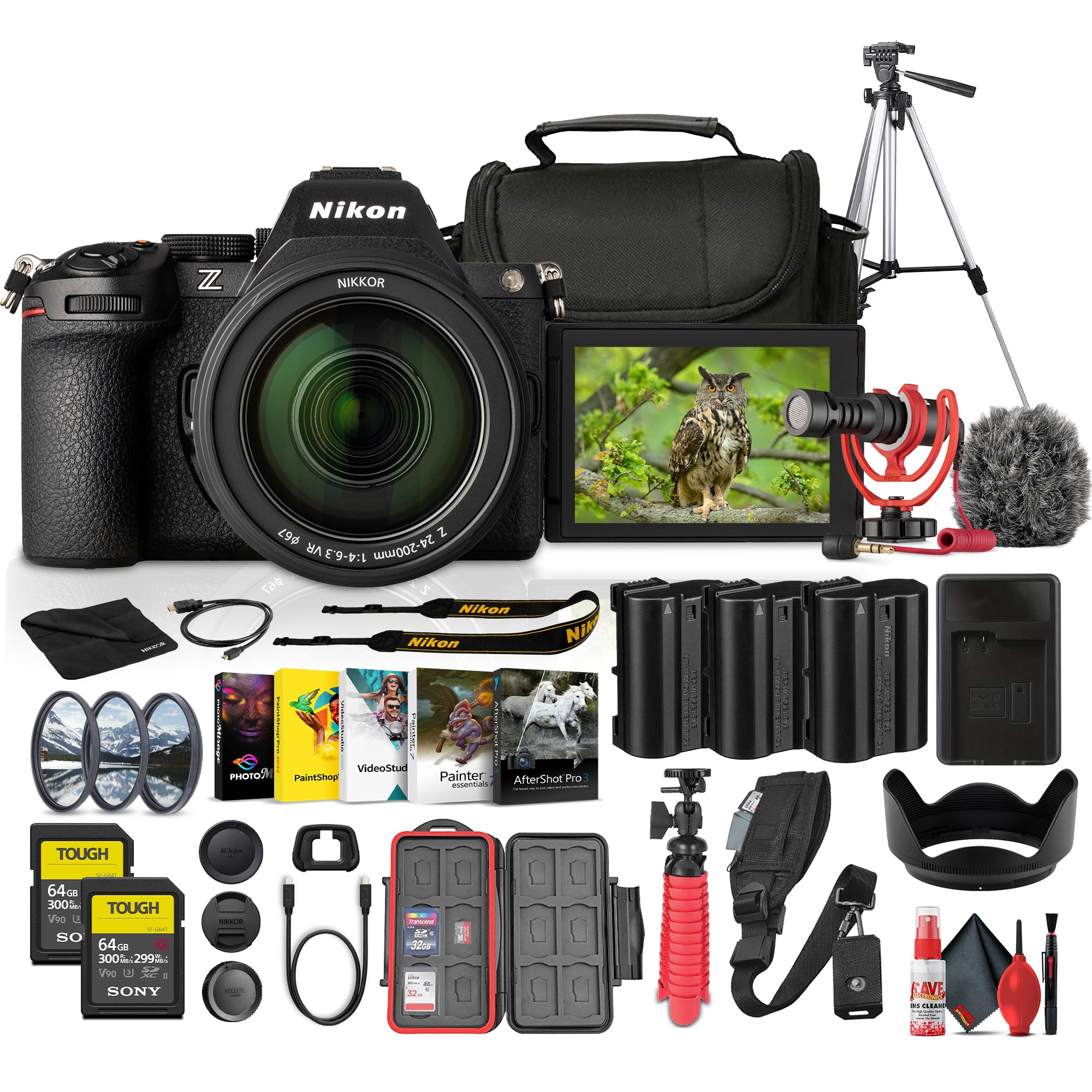 Nikon Z5 II Mirrorless Camera w/ 24-200mm Lens + 2x 64GB Card + Tripods + More