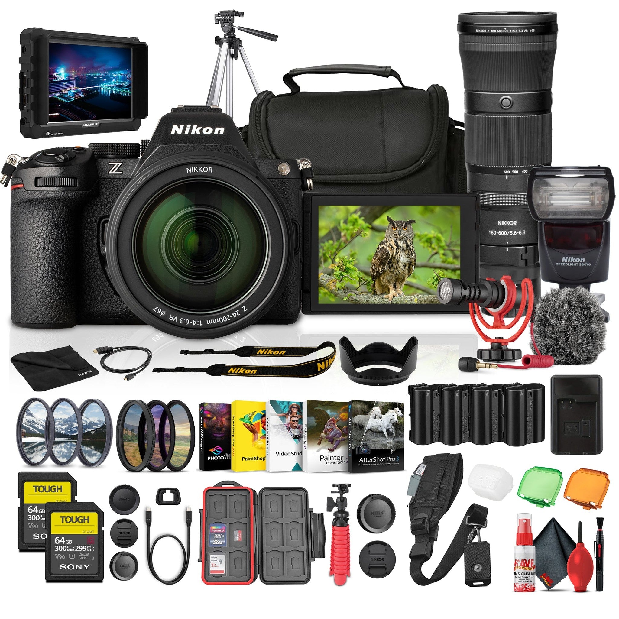 Nikon Z5 II Mirrorless Camera w/ 24-200mm Lens + Nikkor Z 180-600mm Lens + More