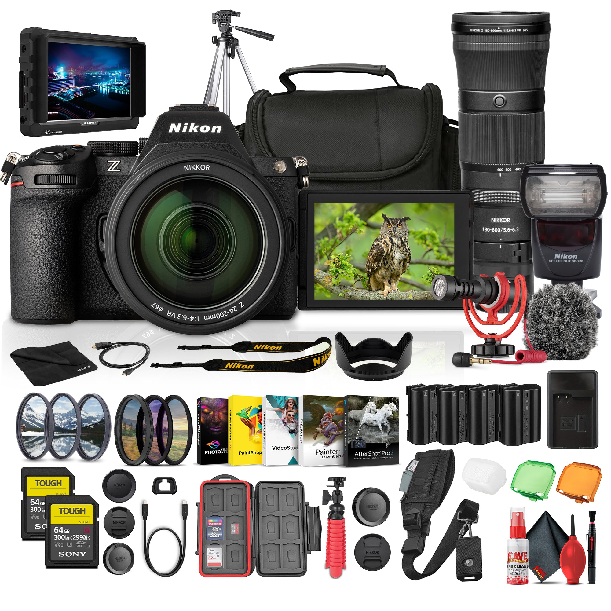 Nikon Z5 II Mirrorless Camera w/ 24-200mm Lens + Nikkor Z 180-600mm Lens + More