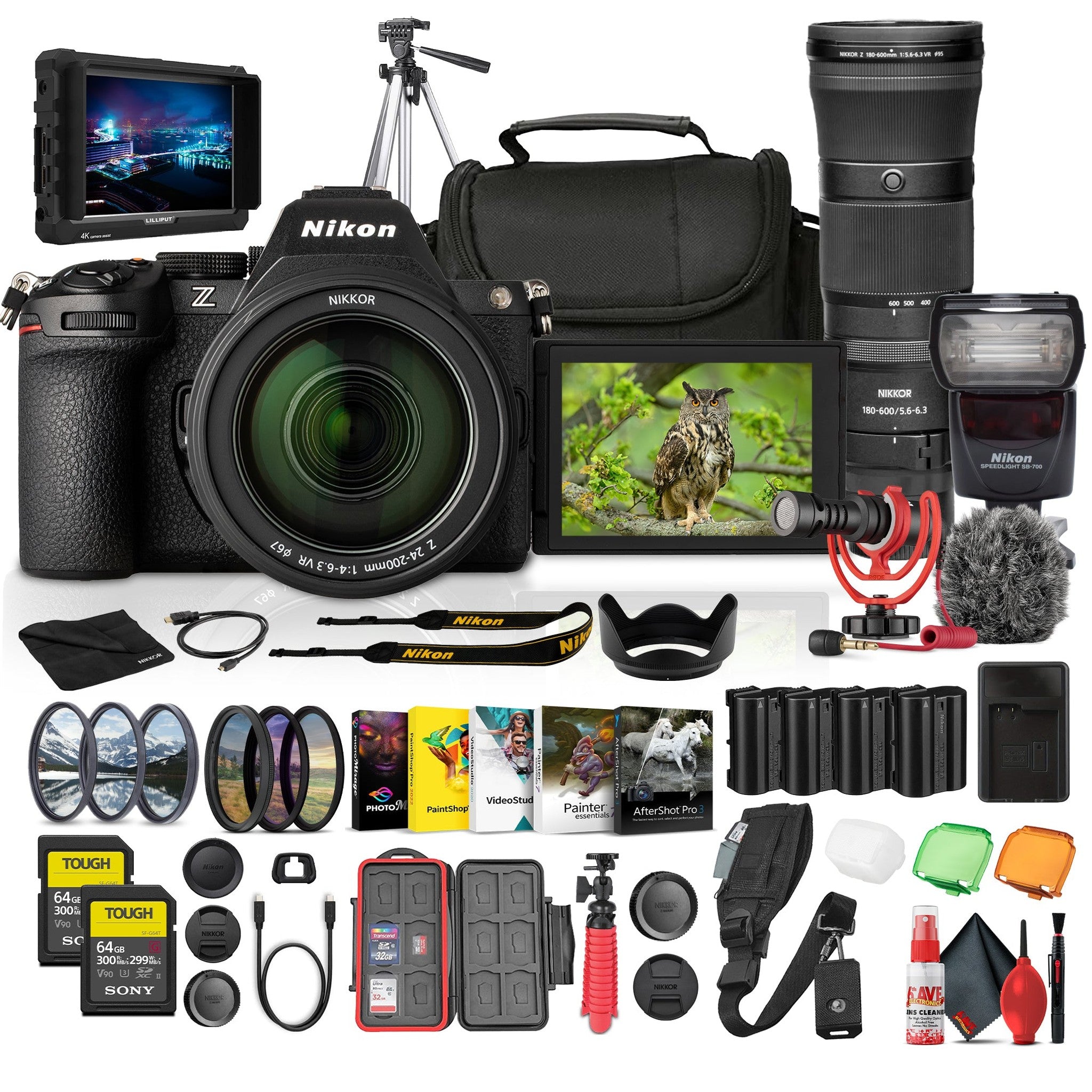 Nikon Z5 II Mirrorless Camera w/ 24-200mm Lens + Nikkor Z 180-600mm Lens + More
