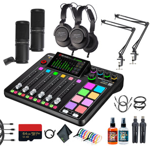 RODE RODECaster Pro II + Headphones + Podcast Microphone + Mic Arm Stand + More Bundle