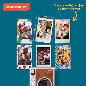 Fujifilm Instax Mini EVO Instant Film Camera Brown with 60 Films + 32GB Card