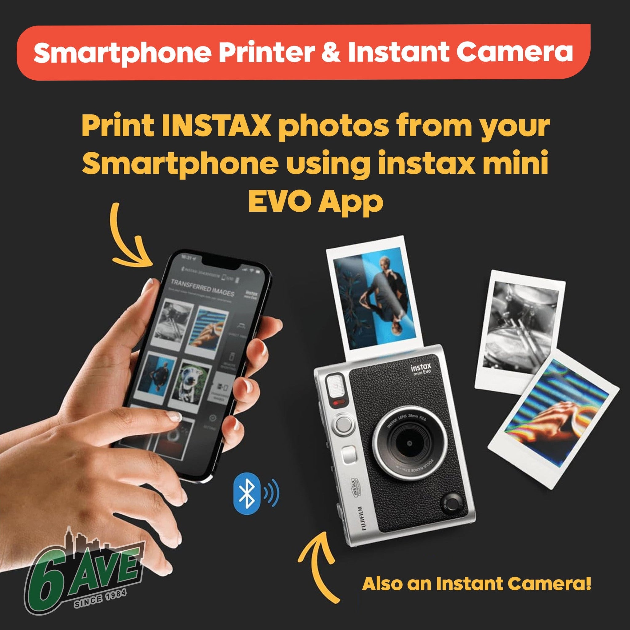 Fujifilm Instax Mini EVO Instant Film Camera Black with 20 Films + 32GB Card