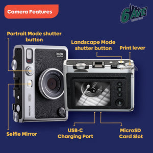 Fujifilm Instax Mini EVO Instant Film Camera Black with 40 Films + 32GB Card