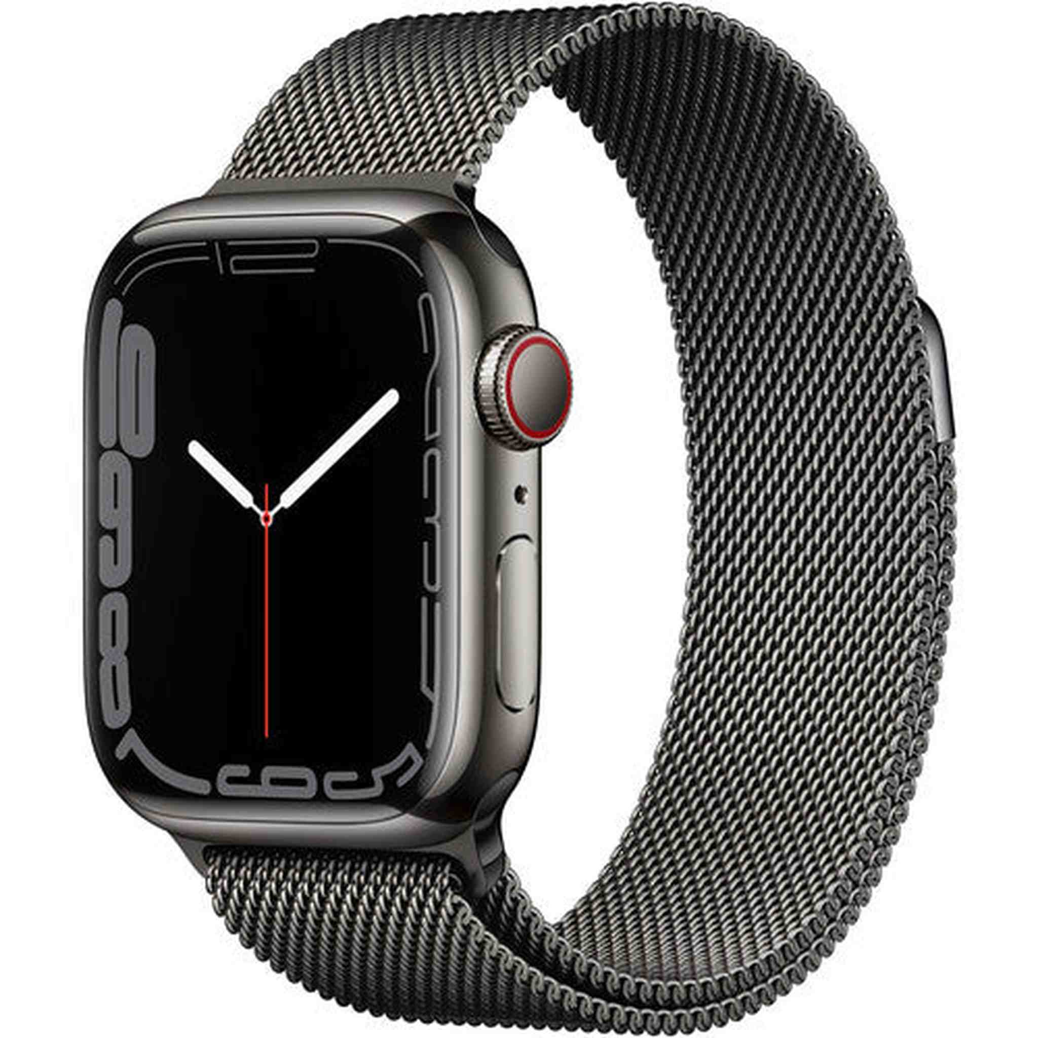 Apple Watch Series 7 GPS + Cellular, 41mm Graphite Stainless Steel Case with Graphite Milanese Loop