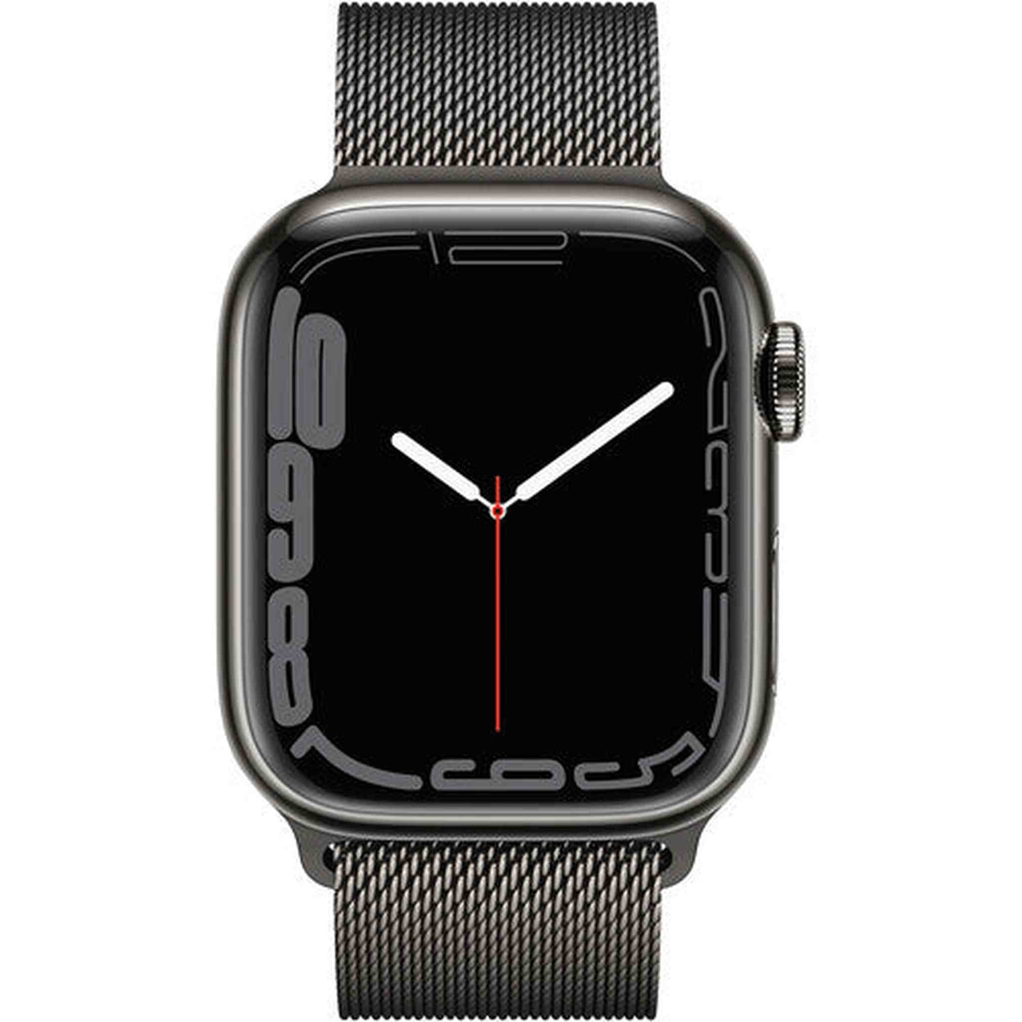 Apple Watch Series 7 GPS + Cellular, 41mm Graphite Stainless Steel Case with Graphite Milanese Loop