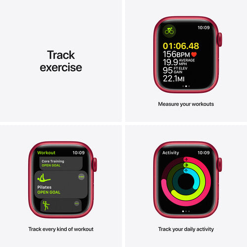 Apple Watch Series 7 GPS + Cellular, 45mm (Product) RED Aluminum Case with (Product) RED Sport Band - Regular