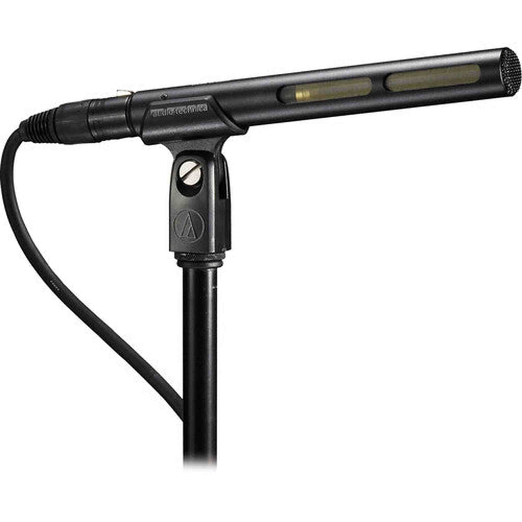 Audio-Technica AT875R Line Gradient Shotgun Condenser Microphone with 10 Ft XLR Cable, Windscreen, Protective Pouch, Stand Clamp, Threaded Adapter, and 6Ave Cleaning Kit