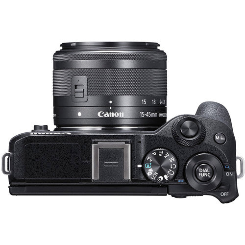Canon EOS M6 Mark II Mirrorless Digital Camera with 15-45mm Lens and EVF-DC2 Black International model No Warranty