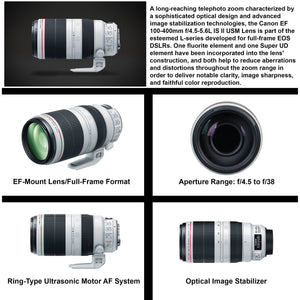 Canon EF 100-400mm f/4.5-5.6L IS II USM Lens 9524B002 Essential Bundle for Canon EOS - International Model No Warranty