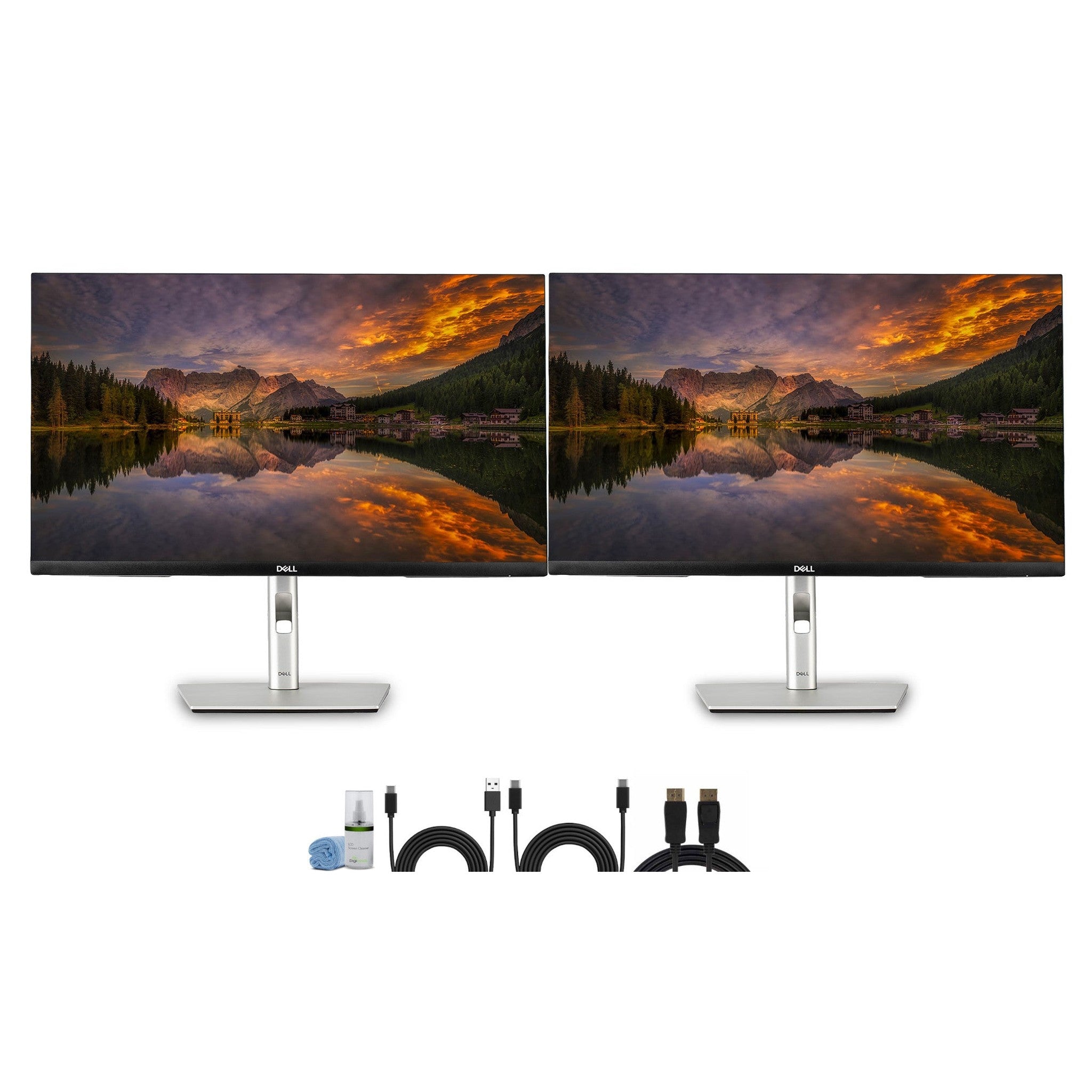 2 x Dell P2725QE 27" 4K UHD USB Type-C Hub Monitor P2725QE + Cleaning Kit