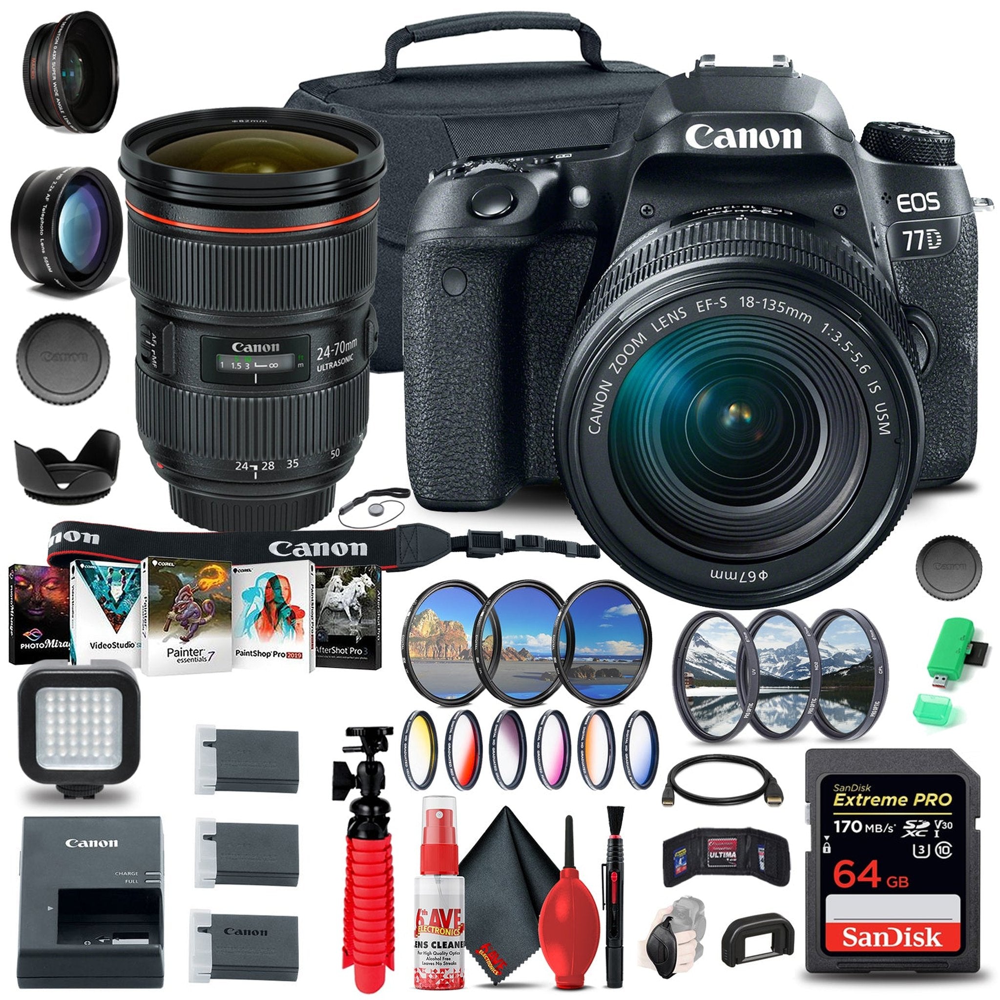 Canon EOS 77D DSLR Camera with 18-135mm USM Lens 1892C002 + Canon EF 50mm Lens Canon
