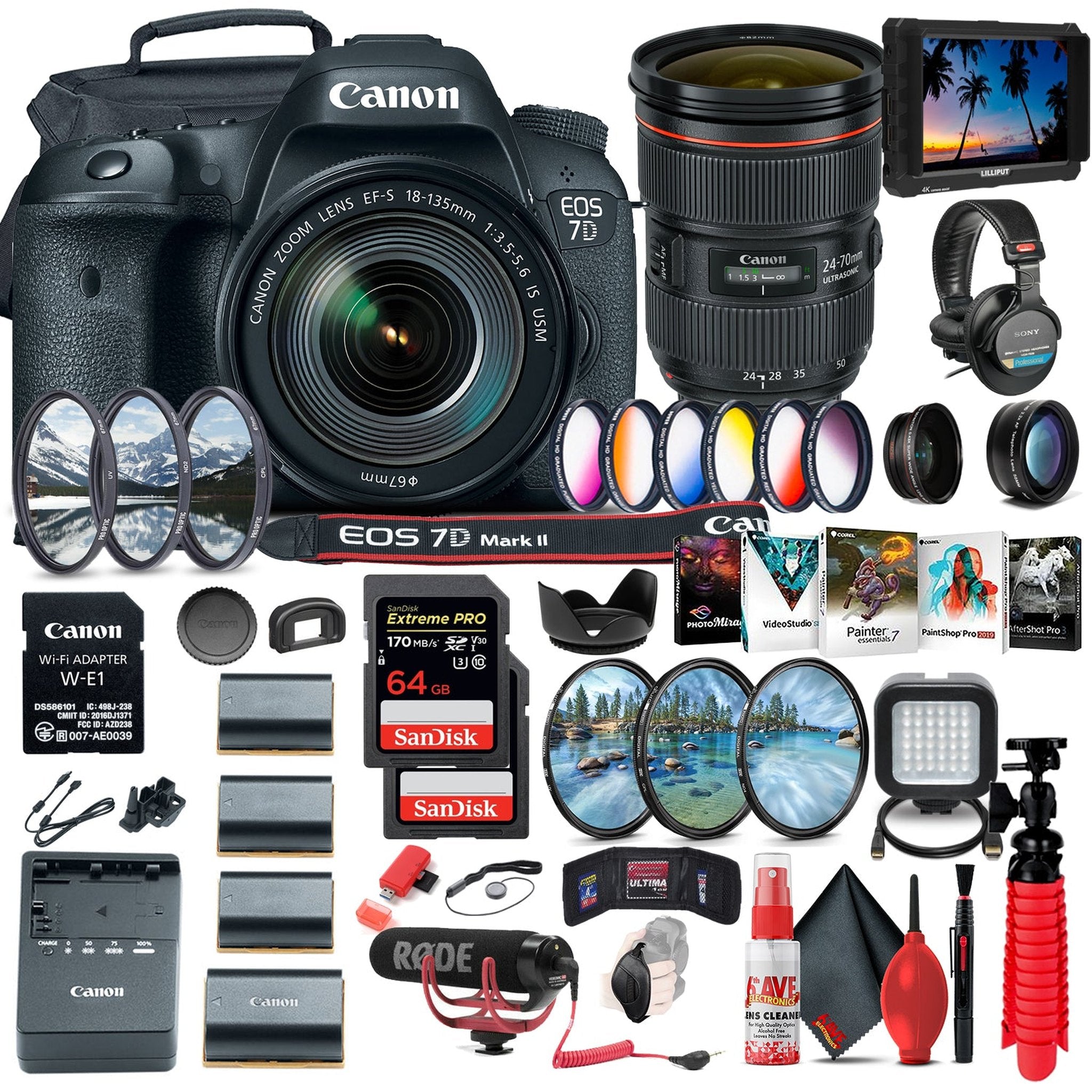 Canon EOS 7D Mark II DSLR Camera W/ 18-135mm f/3.5-5.6 IS USM Lens & W-E1 + More - Reconditioned Canon