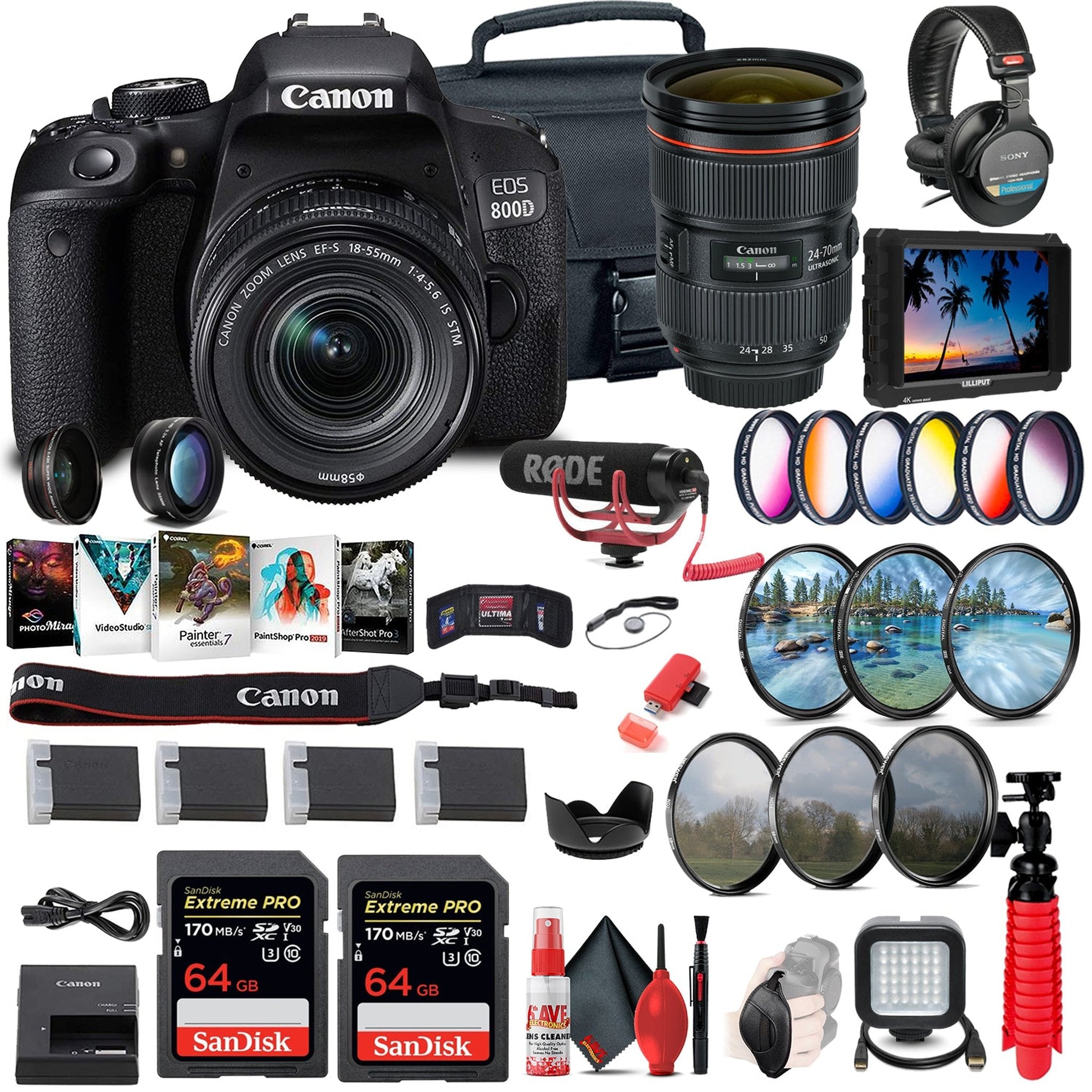 Canon EOS Rebel 800D / T7i DSLR Camera with 18-55 Lens 1895C002 + More - Reconditioned Canon