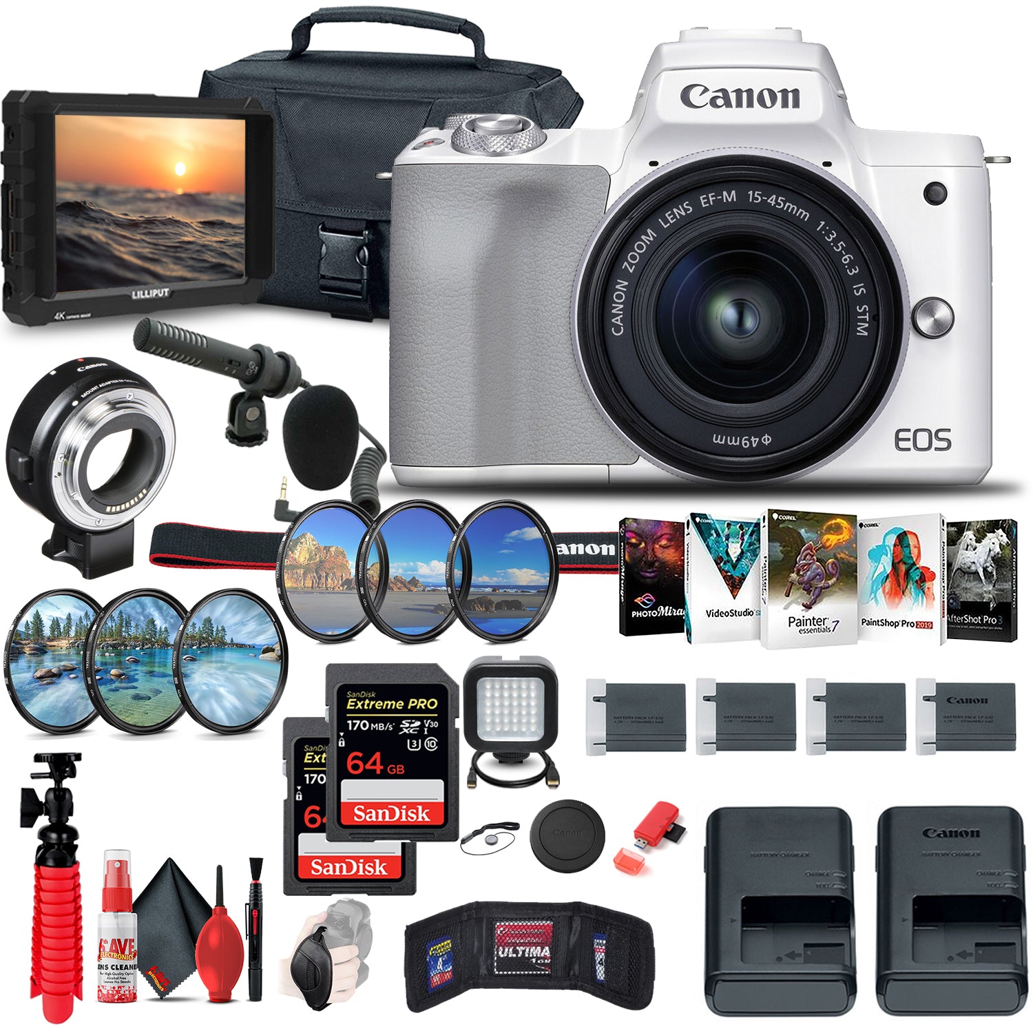 Canon EOS M50 Mirrorless Digital Camera with 15-45mm and 55-200mm Lenses Bundle