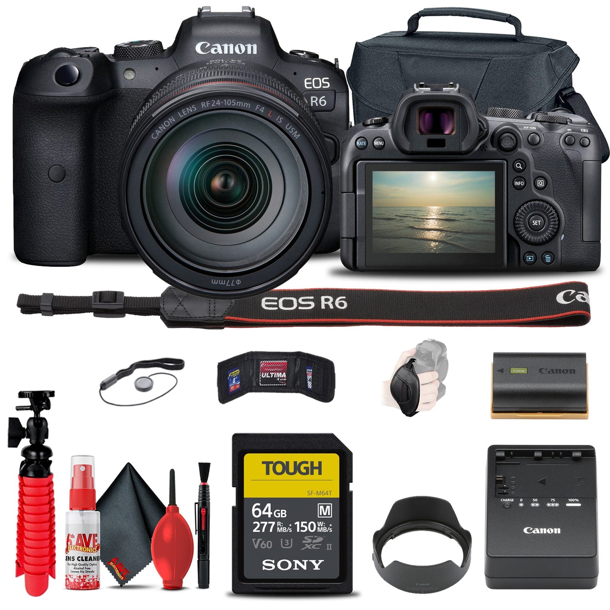 Canon EOS R6 Mirrorless Camera with 24-105mm f/4L Lens 4082C012 + More - Reconditioned Canon