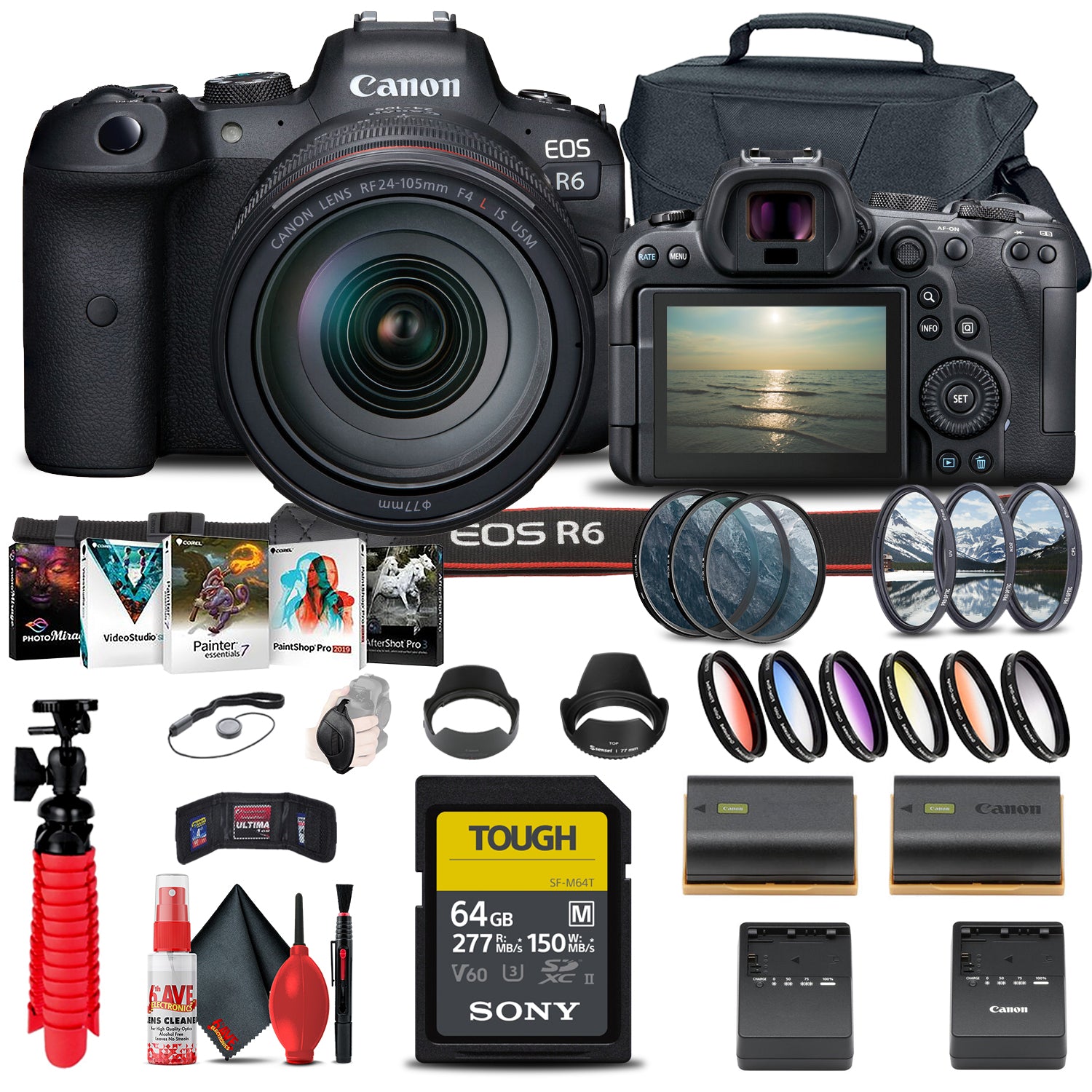 Canon EOS R6 with 24-105mm f/4L Lens Graphic Bundle